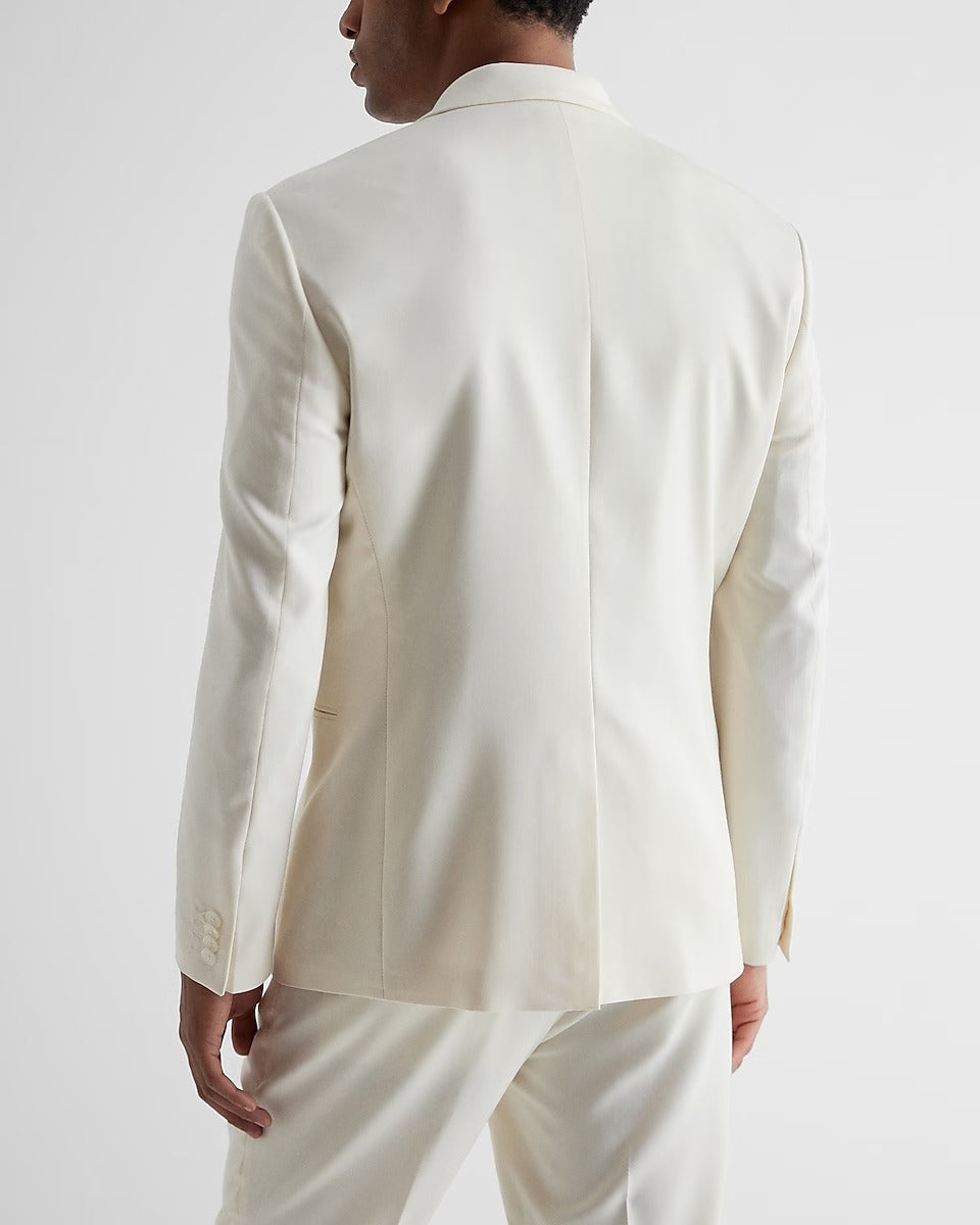 Men's White Double Breasted Tuxedo Suit