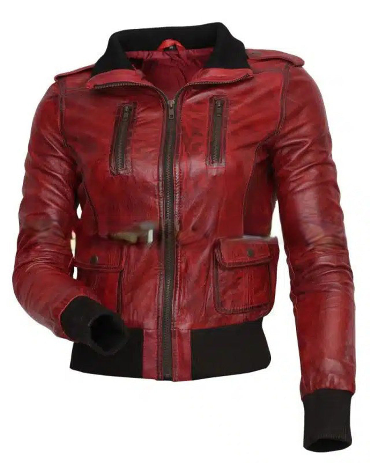 Designer Waxed Women Motorbike Leather Jacket