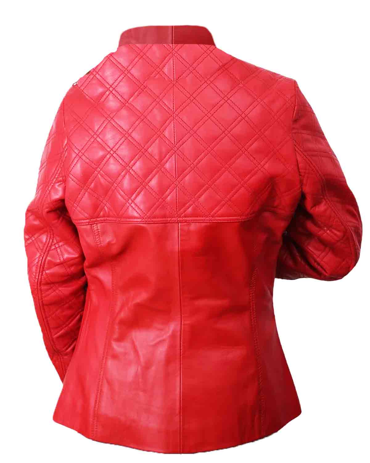 Women Motorcycle Quilted Valentines Red Jacket
