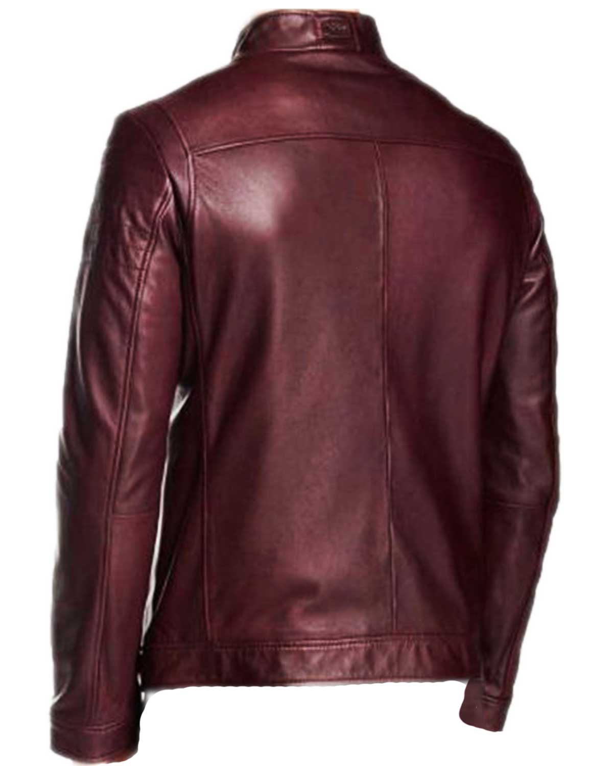 Oliver Arrow Maroon Leather Jacket