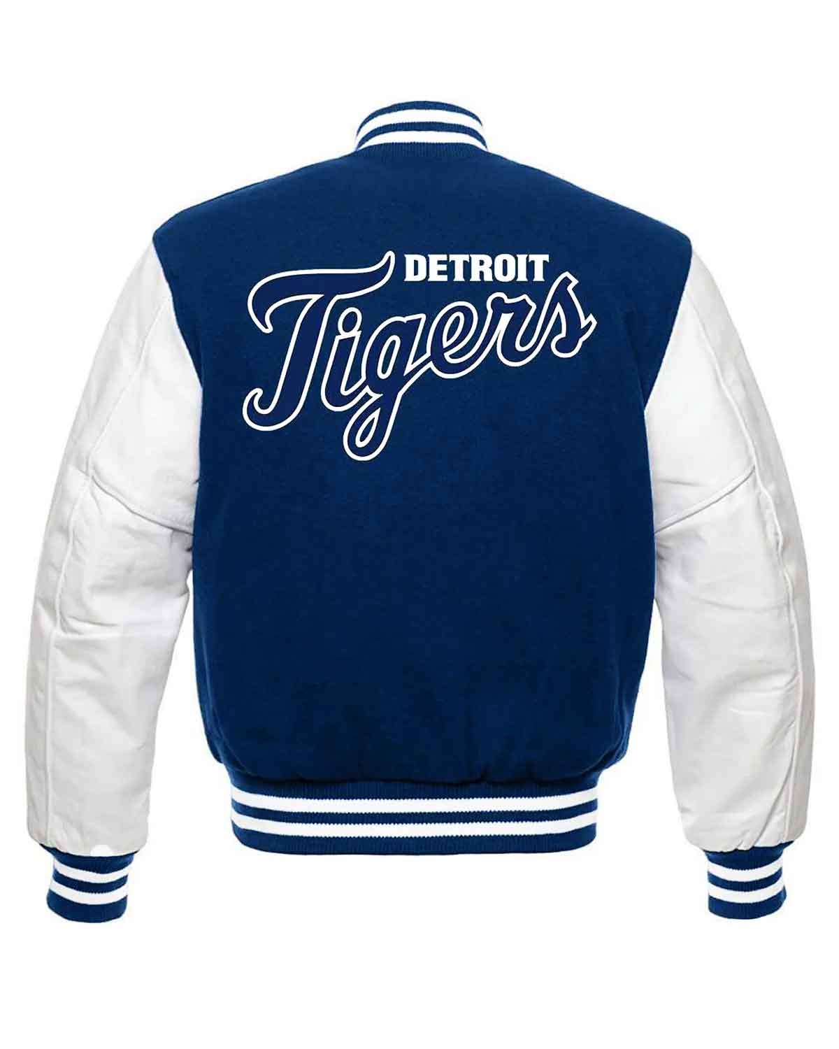 Detroit Tigers Letterman Blue and White Jacket