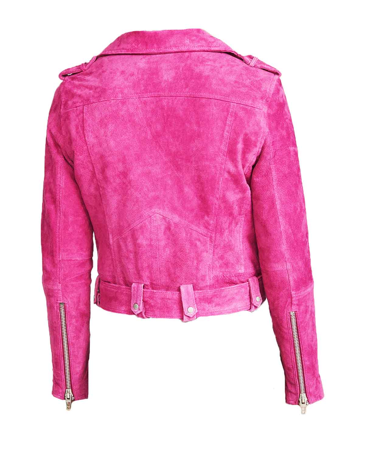 Chucky Alyvia Alyn Lind Pink Suede Moto Jacket