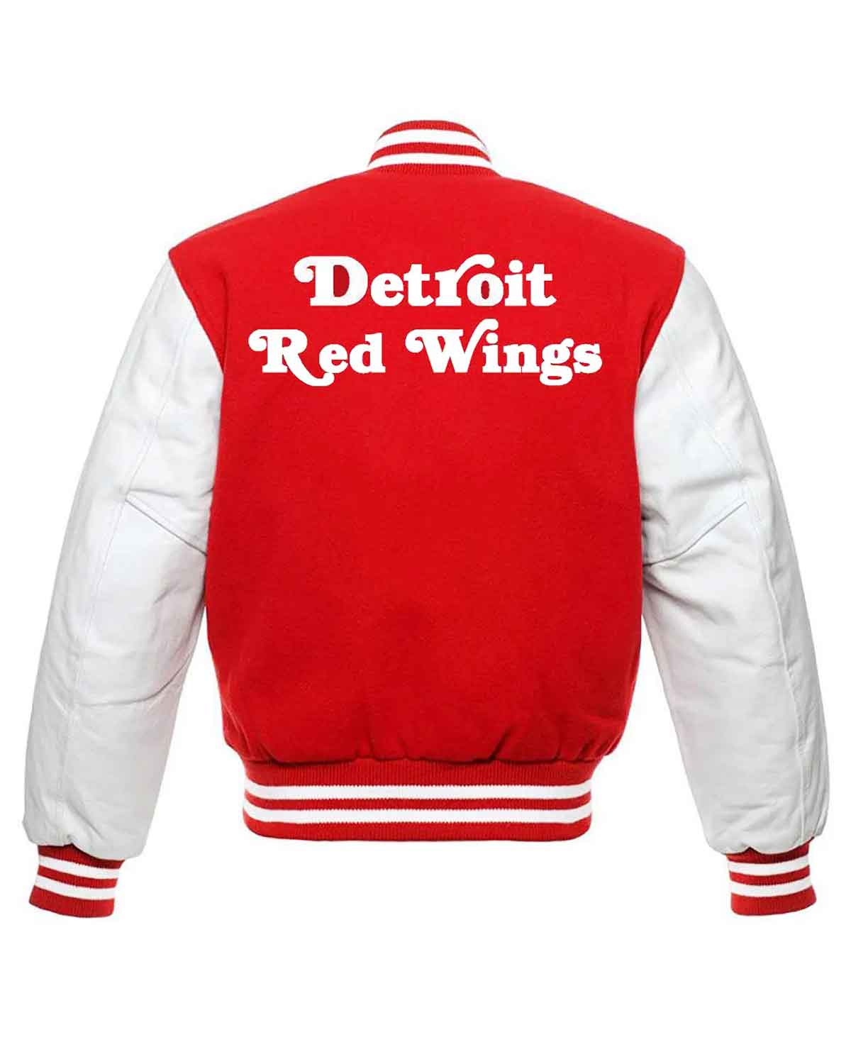 Detroit Red Wings Bomber Red & White Wool Jacket
