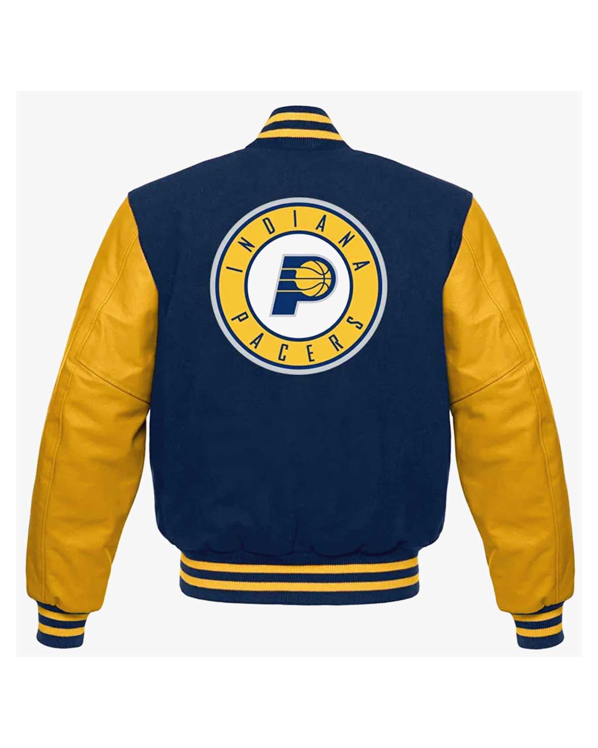 Blue and Yellow Indiana Pacers Letterman Jacket