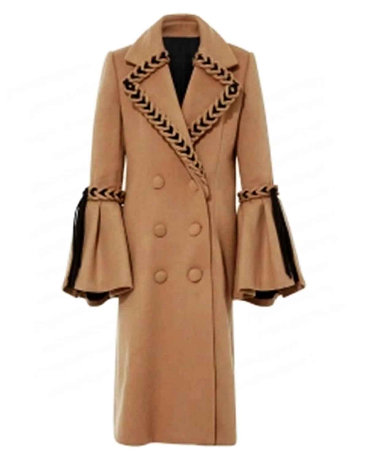 Emily Blunt Braided Wool Coat