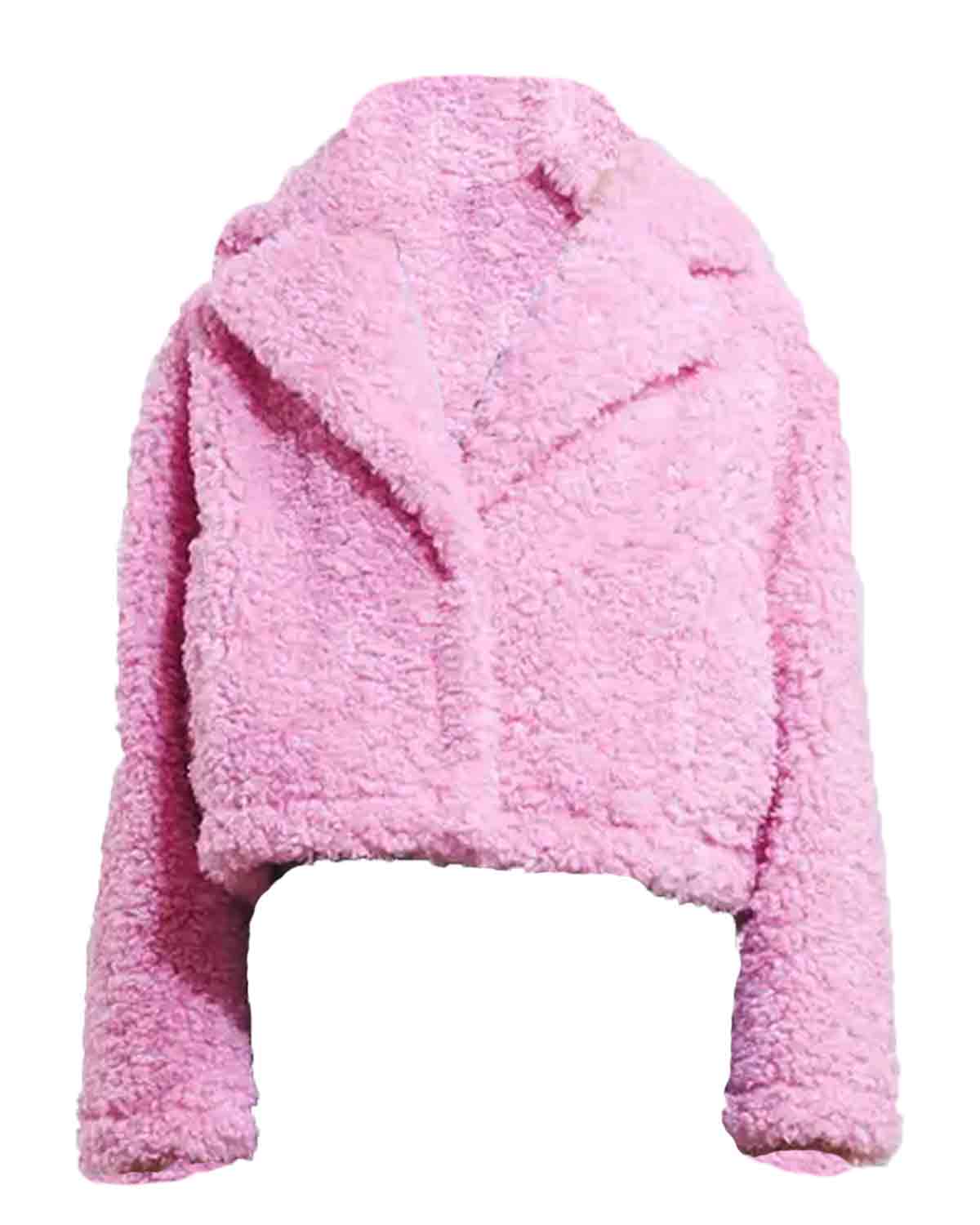 Wednesday 2022 Enid Sinclair Pink Shearling Jacket