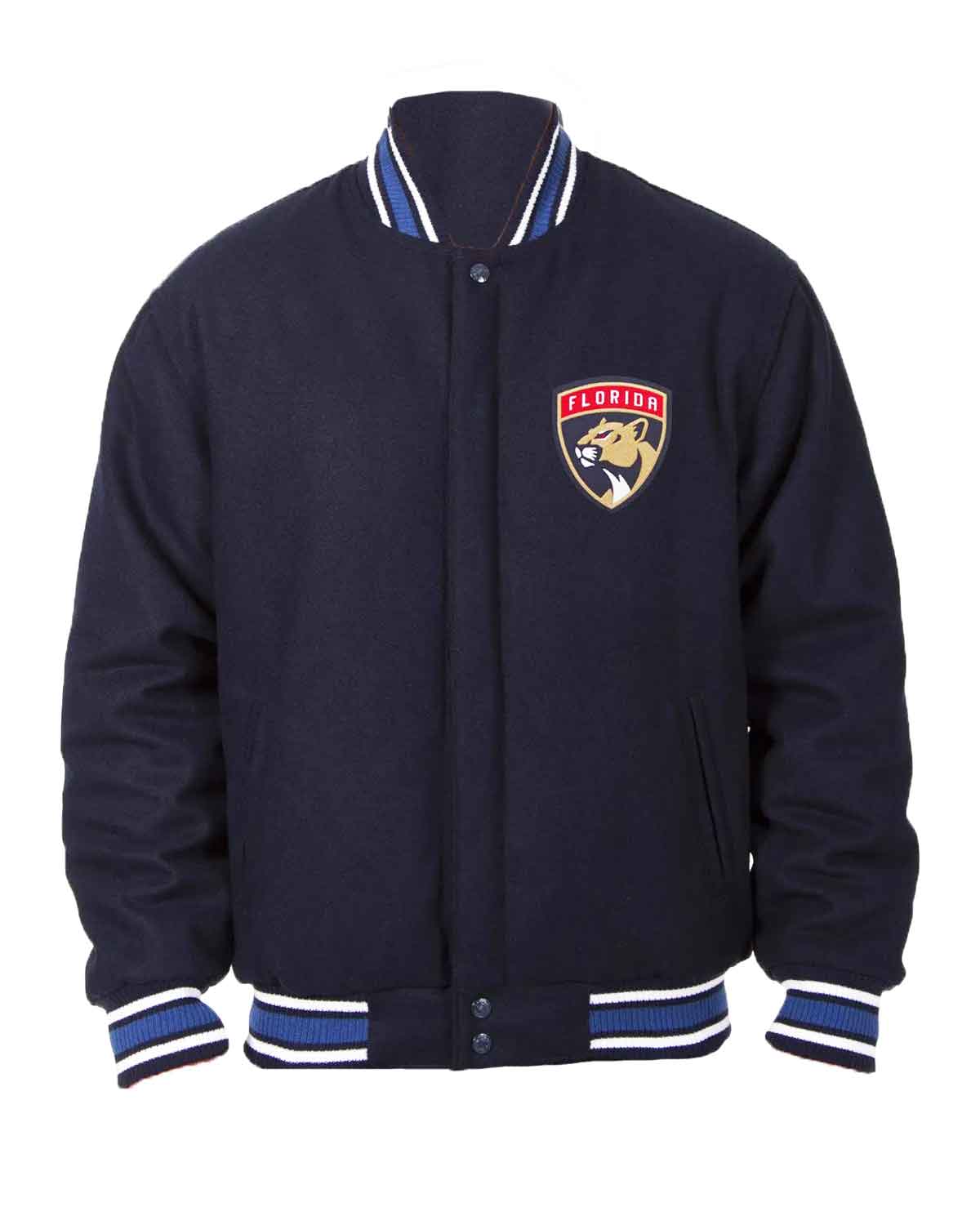Florida Panthers Bomber Navy Blue Wool Jacket