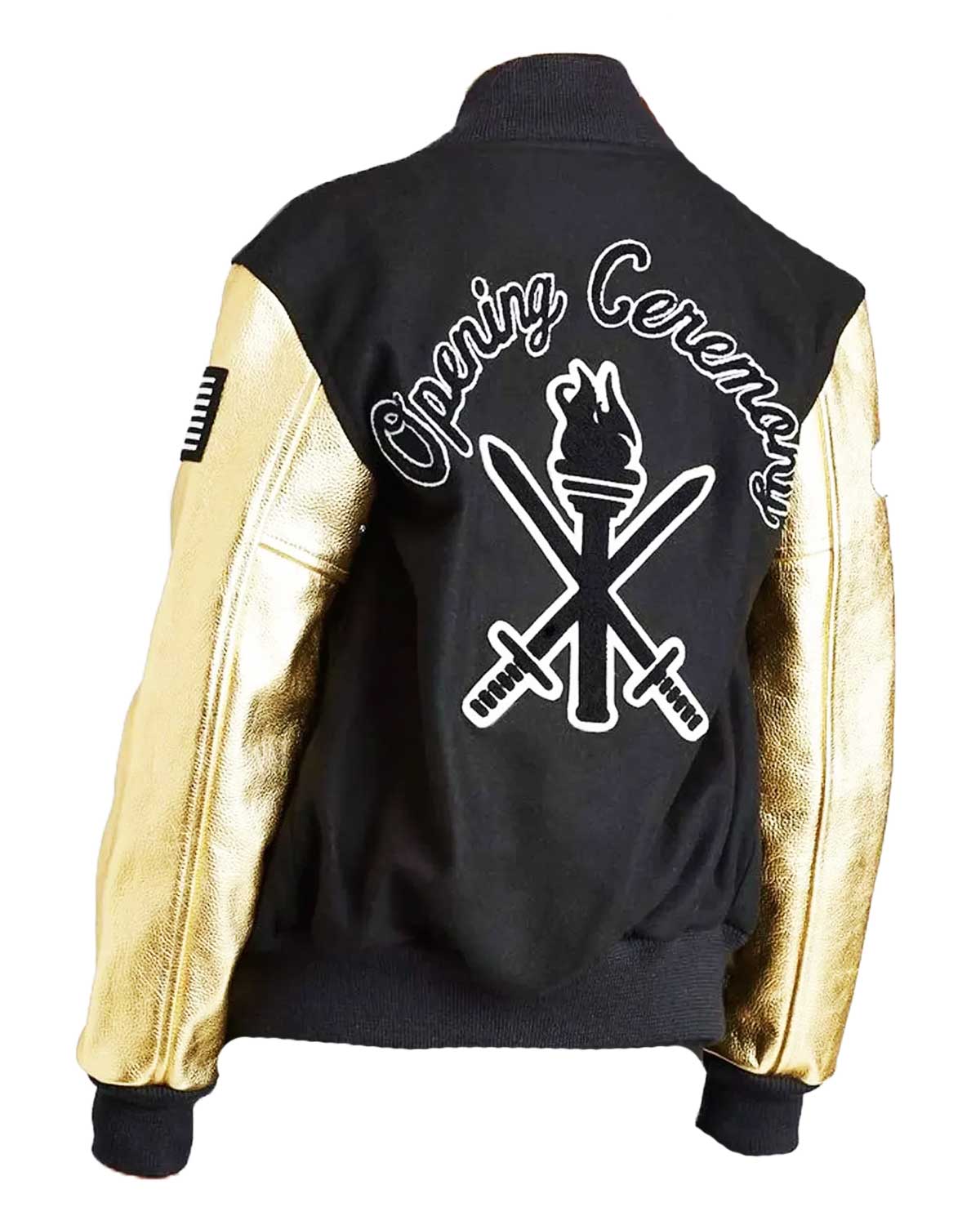 Beyonce Opening Ceremony Letterman Black and Golden Jacket