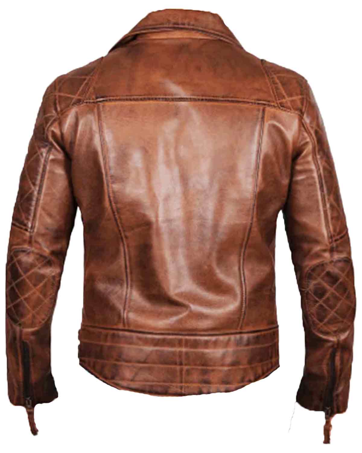 Frisco Quilted Asymmetrical Brown Motorcycle Leather Jacket
