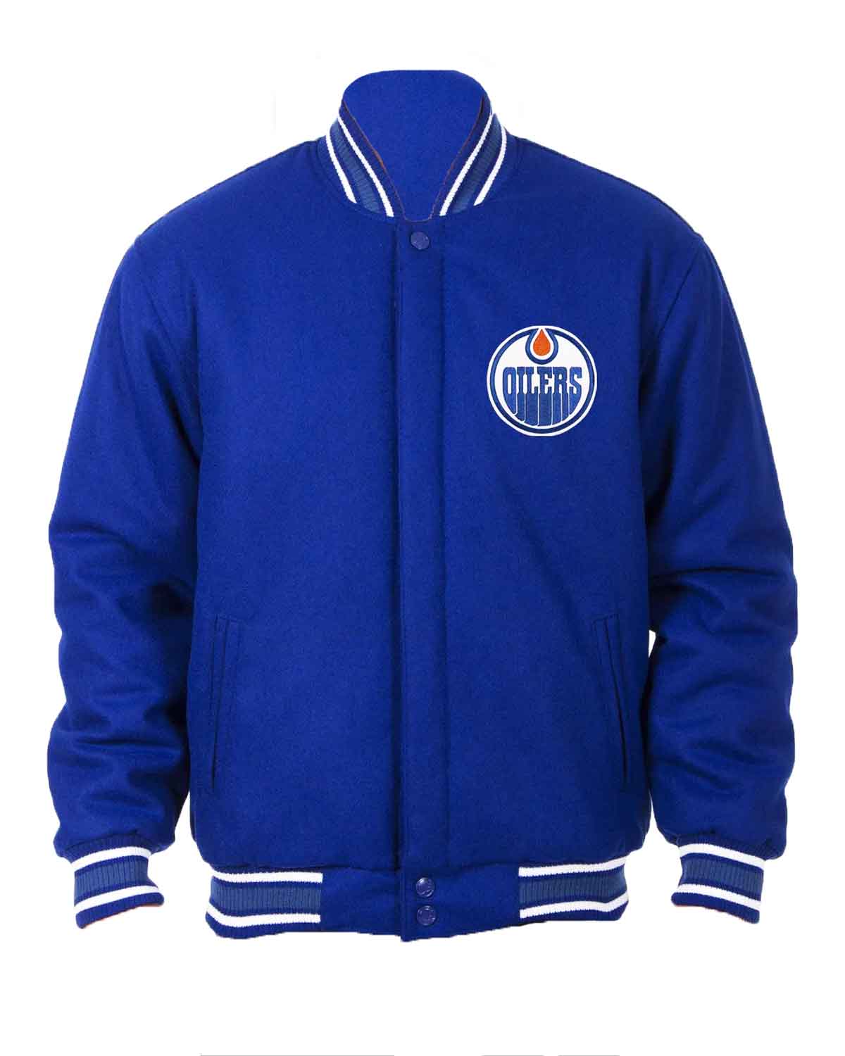 Edmonton Oilers Royal Bomber Blue Wool Jacket