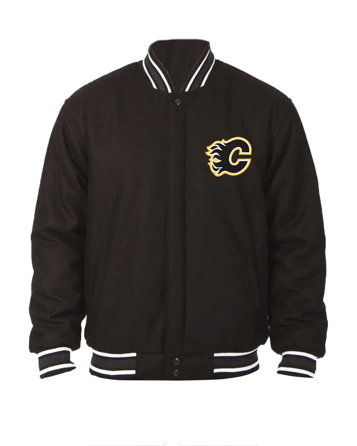 Calgary Flames Bomber Black Wool Jacket