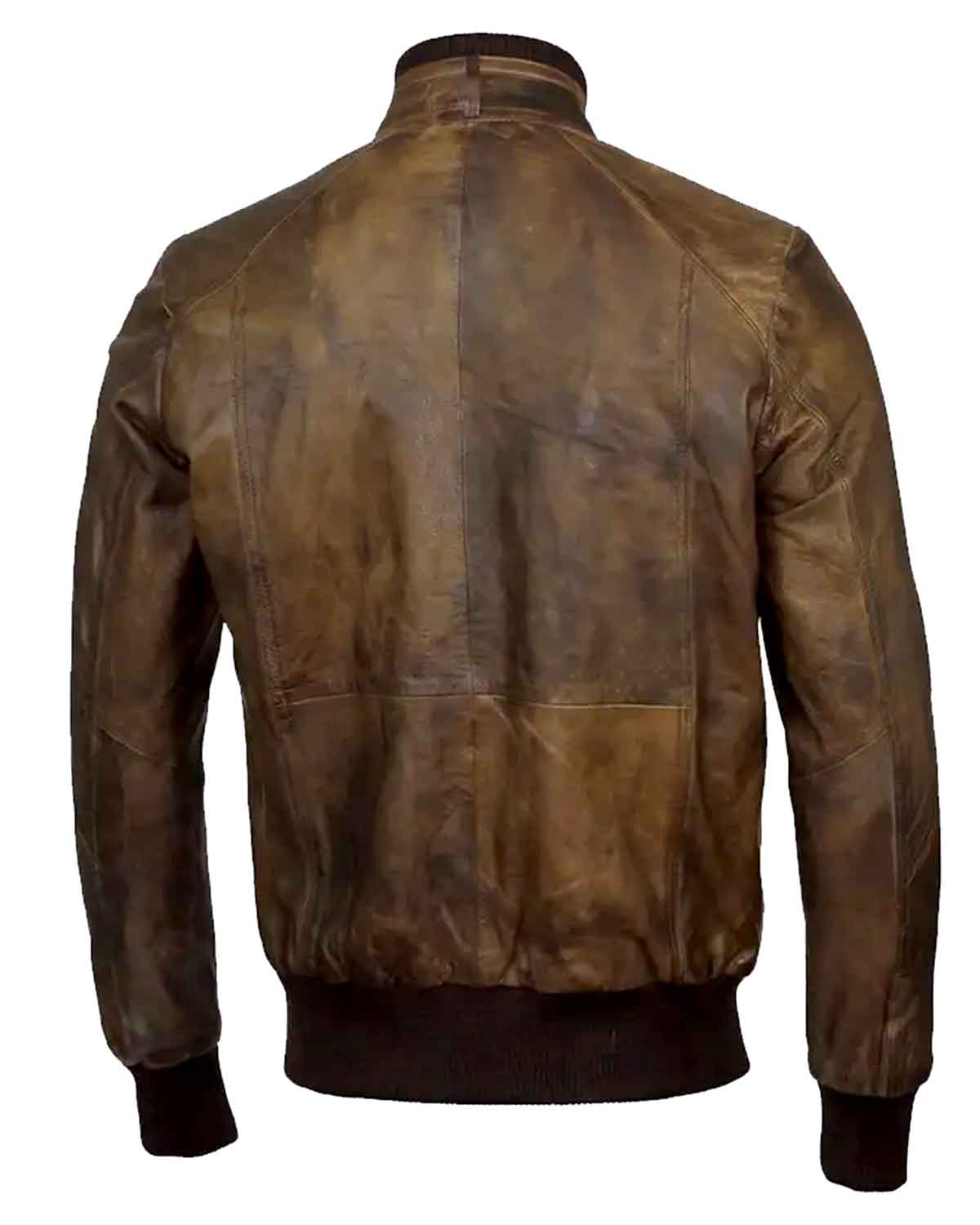 Mens Vintage Brown Leather Motorcycle Bomber Jacket