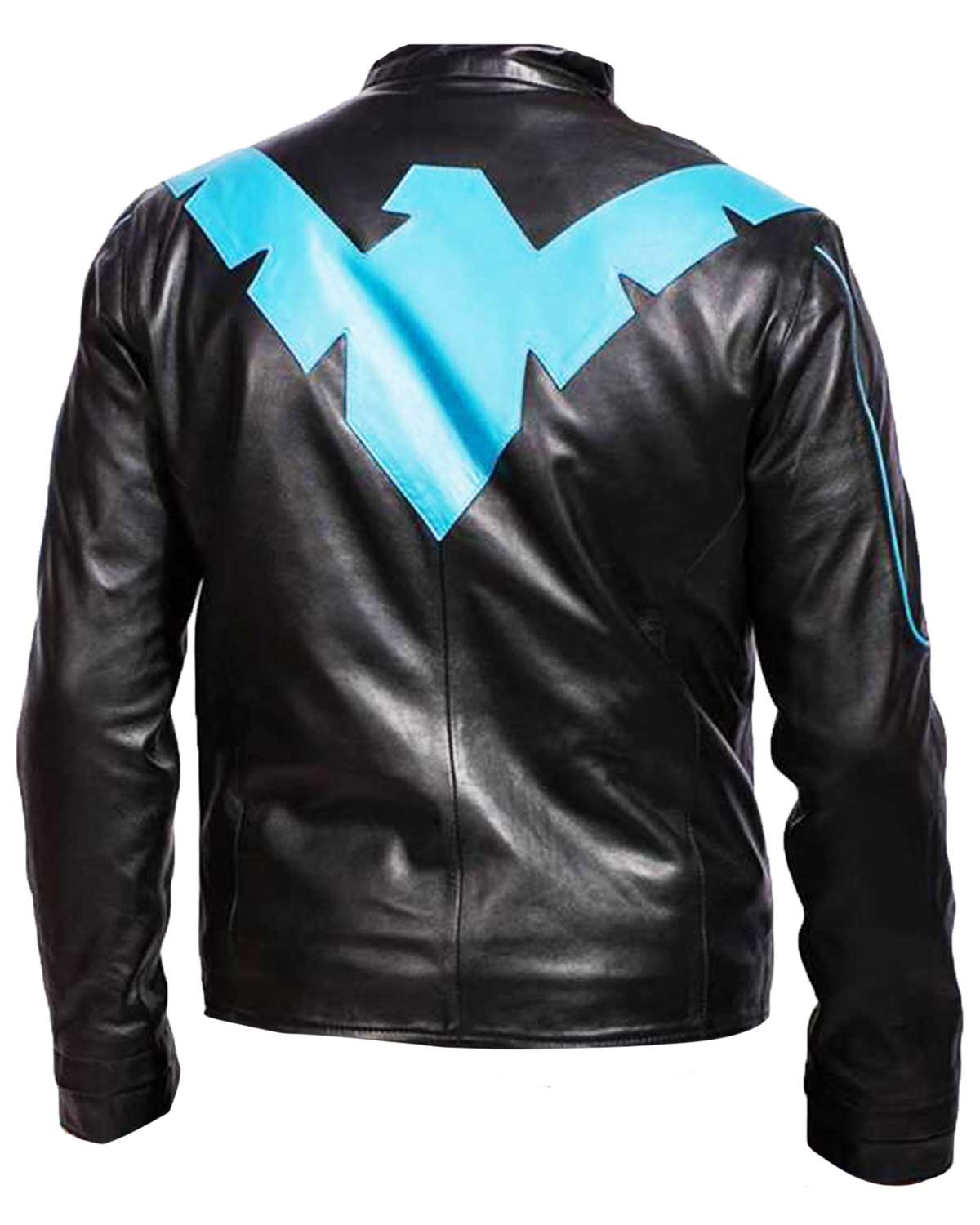 Batman Arkham Knight Nightwing Black Leather Jacket
