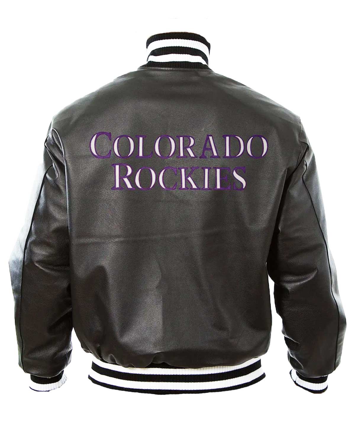 Colorado Rockies Bomber Black Leather Jacket