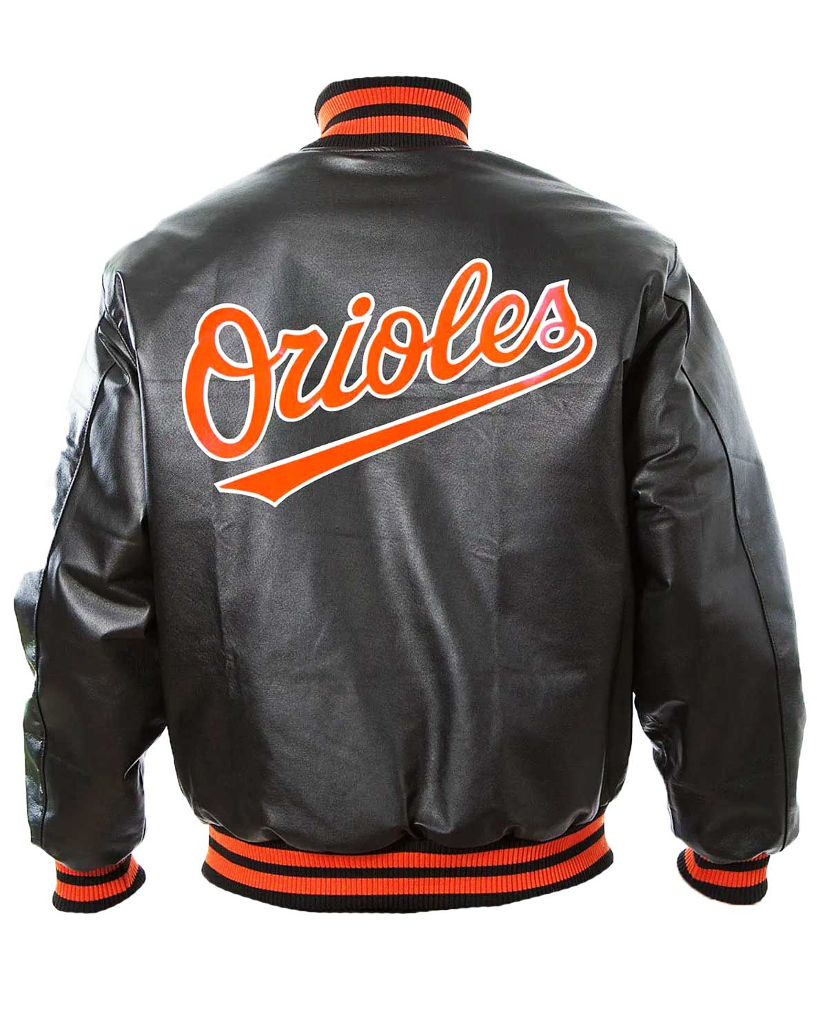 Baltimore Orioles Bomber Black Leather Jacket