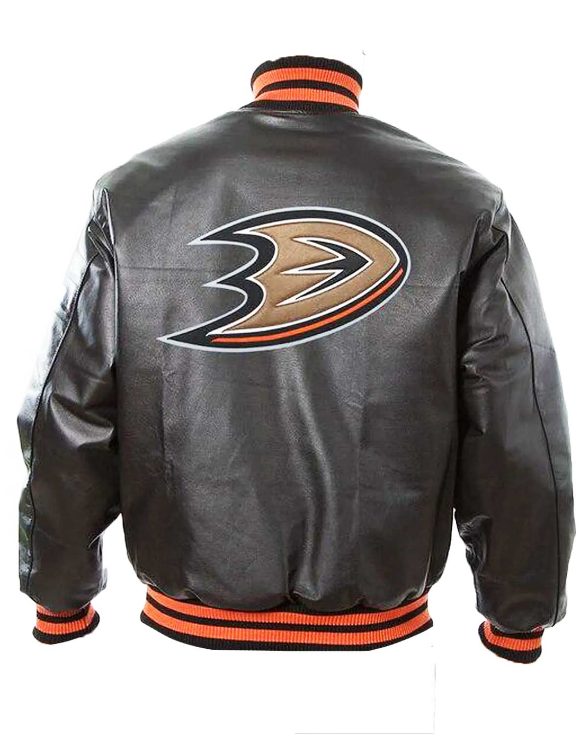 Anaheim Ducks Bomber Black Leather Jacket