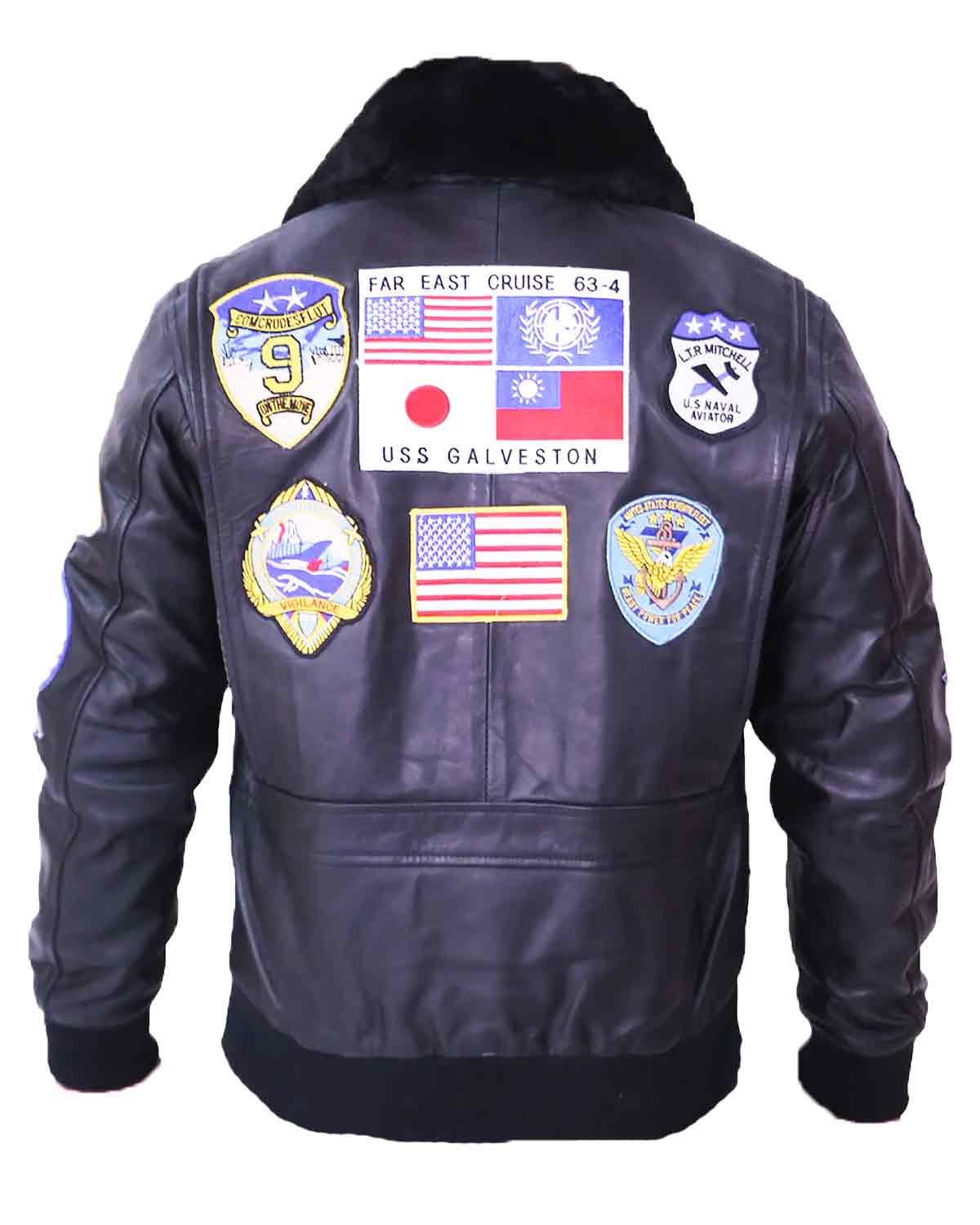 Top Gun Maverick Fur Collar Black Bomber Jacket
