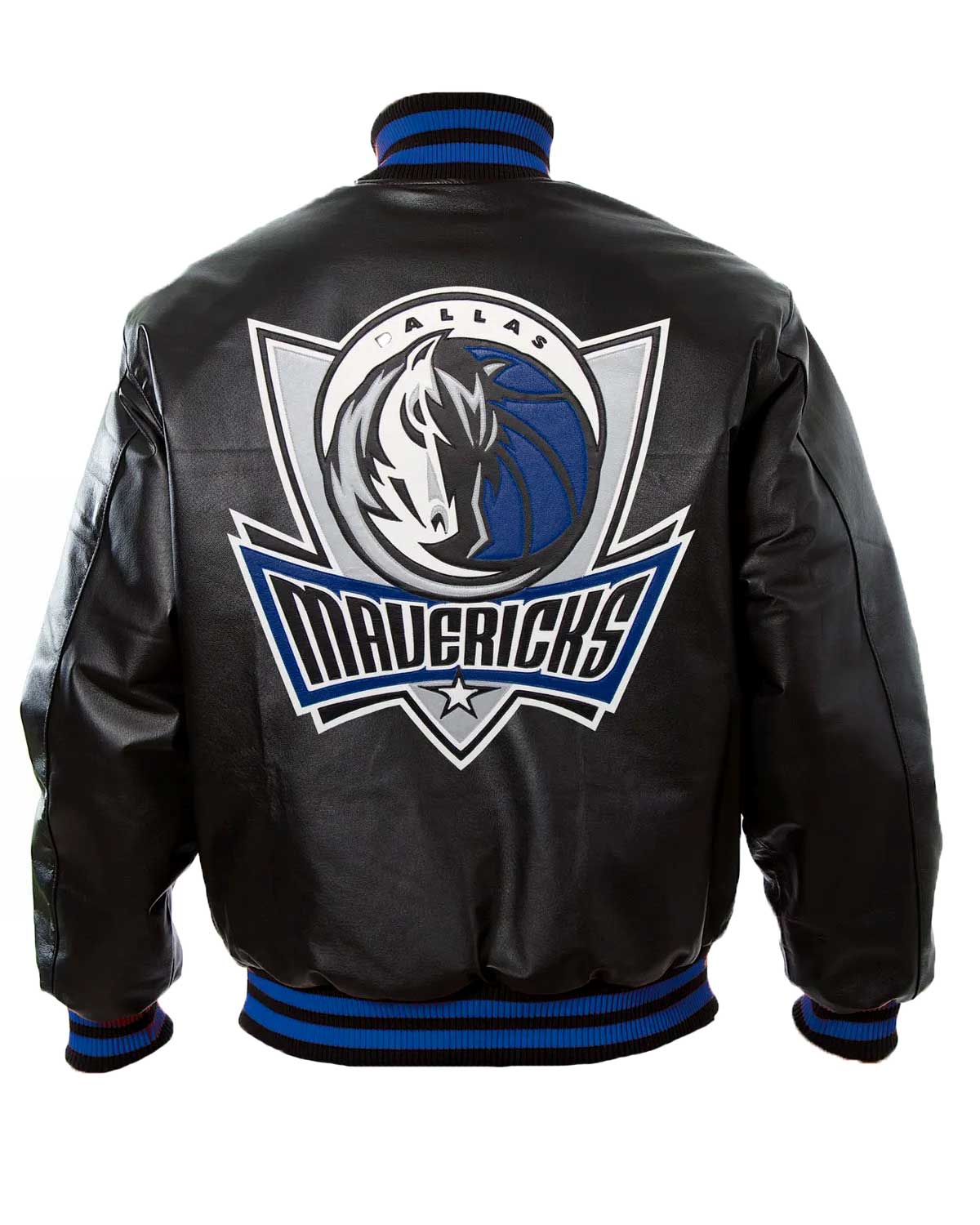 Dallas Mavericks Bomber Black Leather Jacket