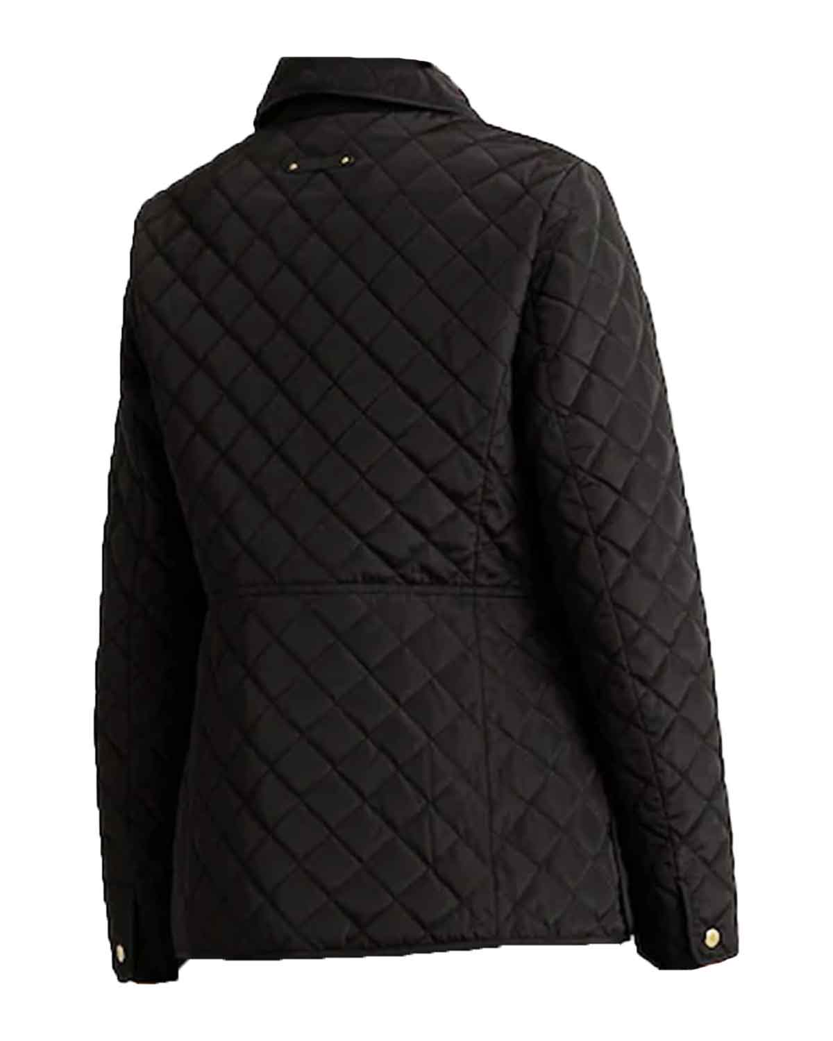 Lauren Ralph Lauren Black Crest Patch Diamond Quilted Jacket