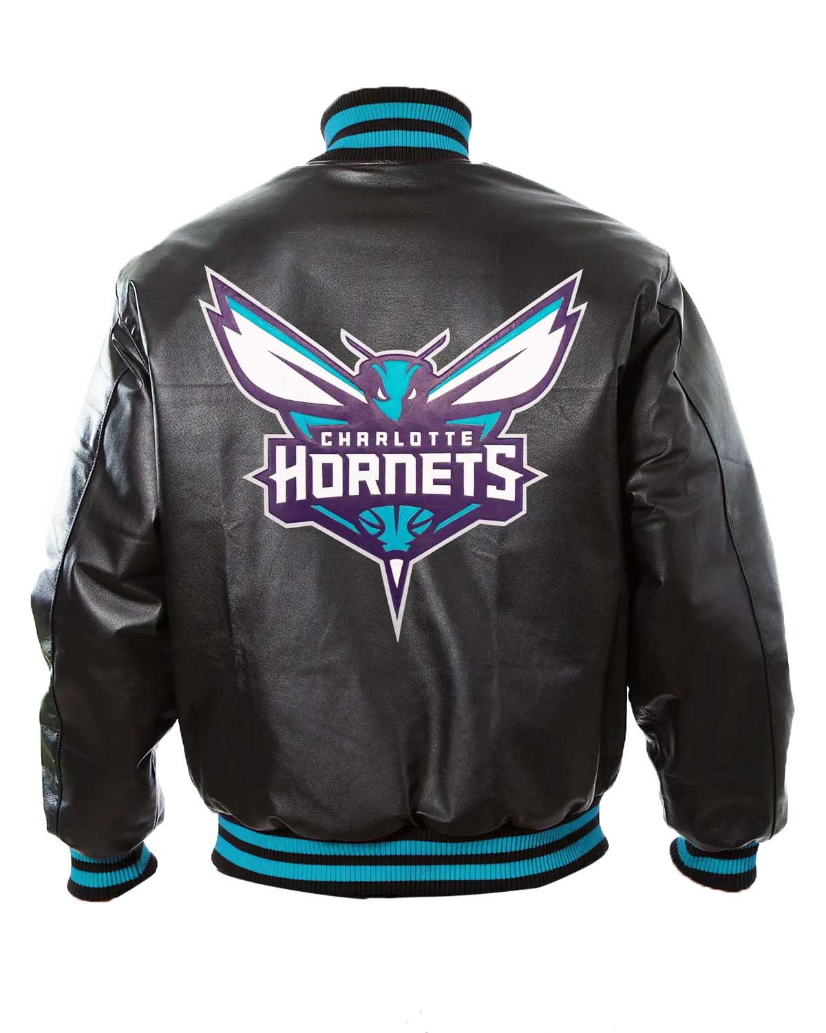 Charlotte Hornets Letterman Black Leather Jacket