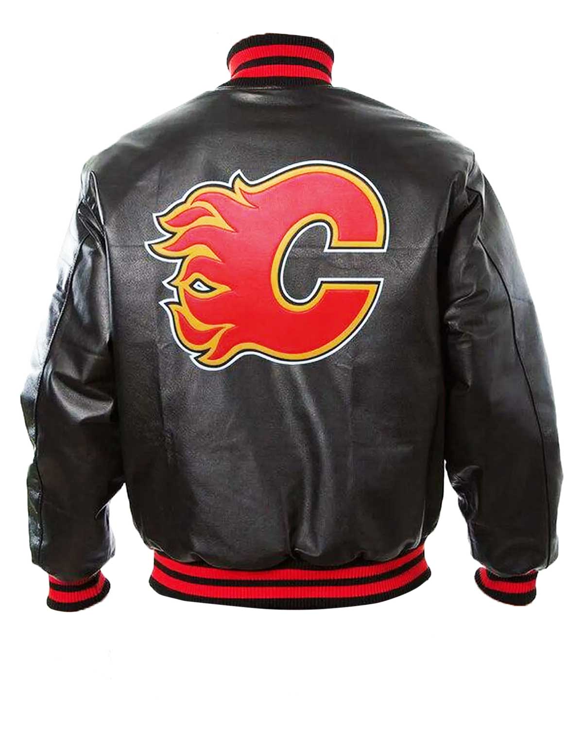 Calgary Flames Bomber Black Leather Jacket