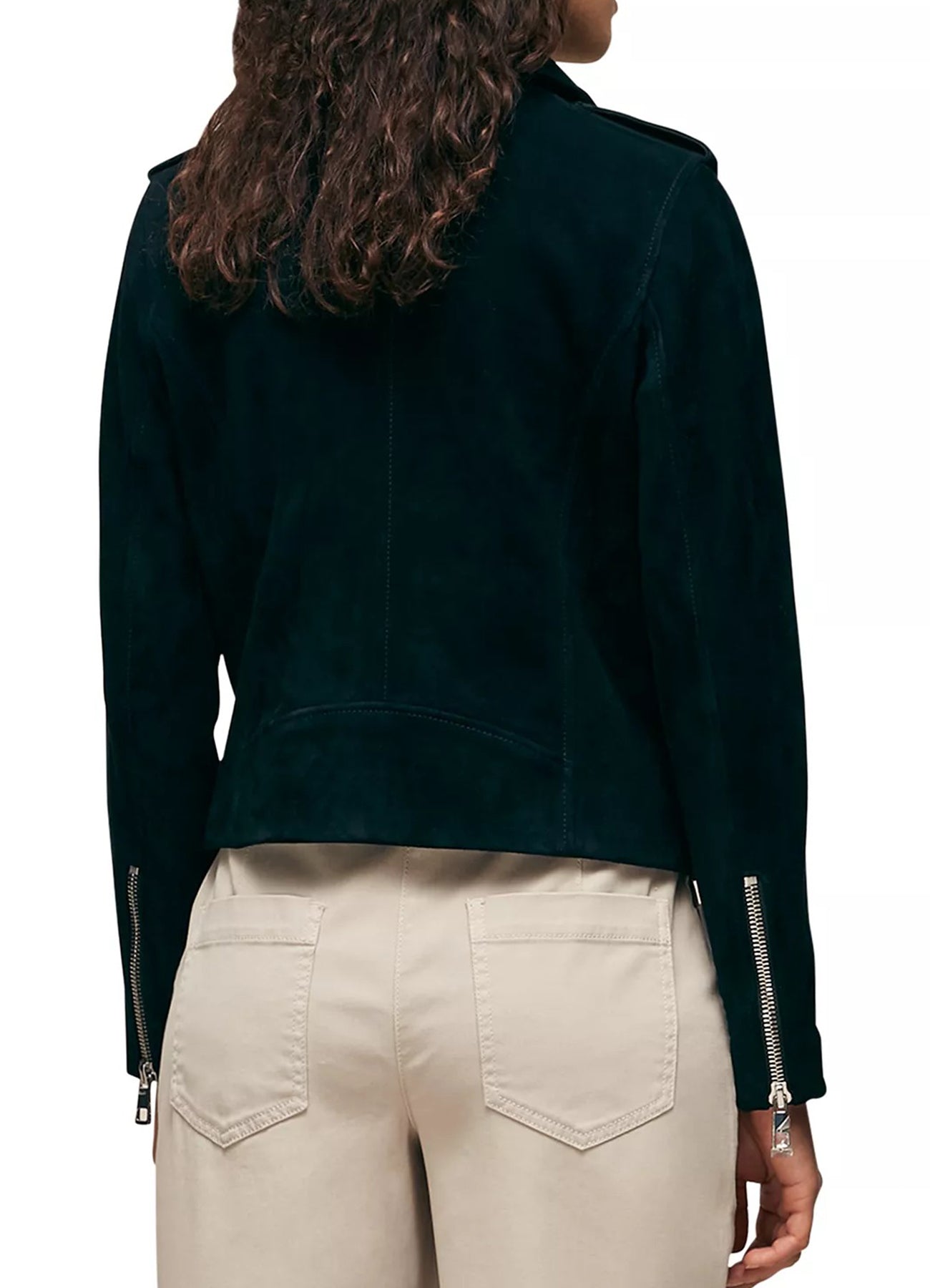 Women's Dark Green Suede Leather Jacket