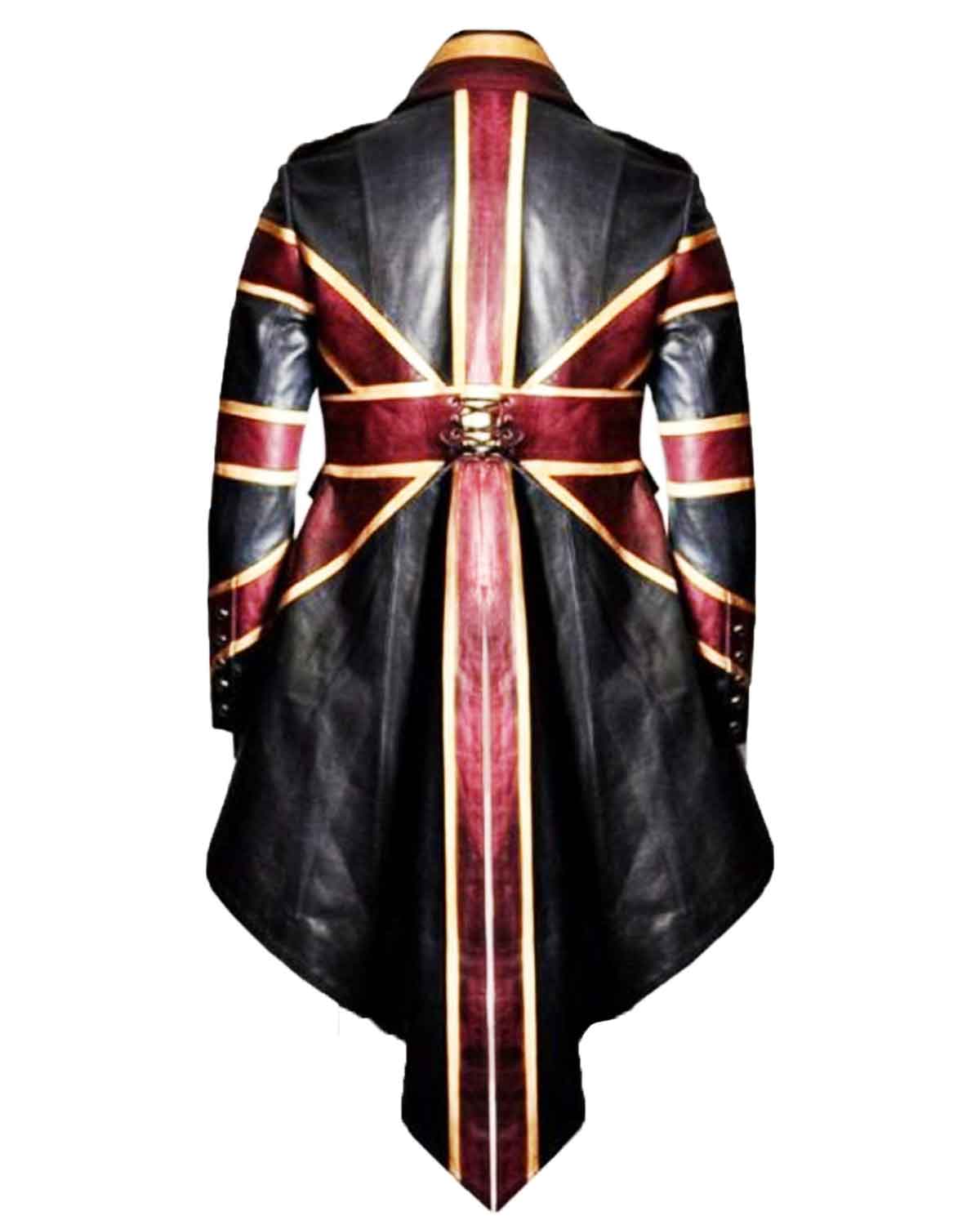 Men's Vintage Union Jack Tail Leather Coat