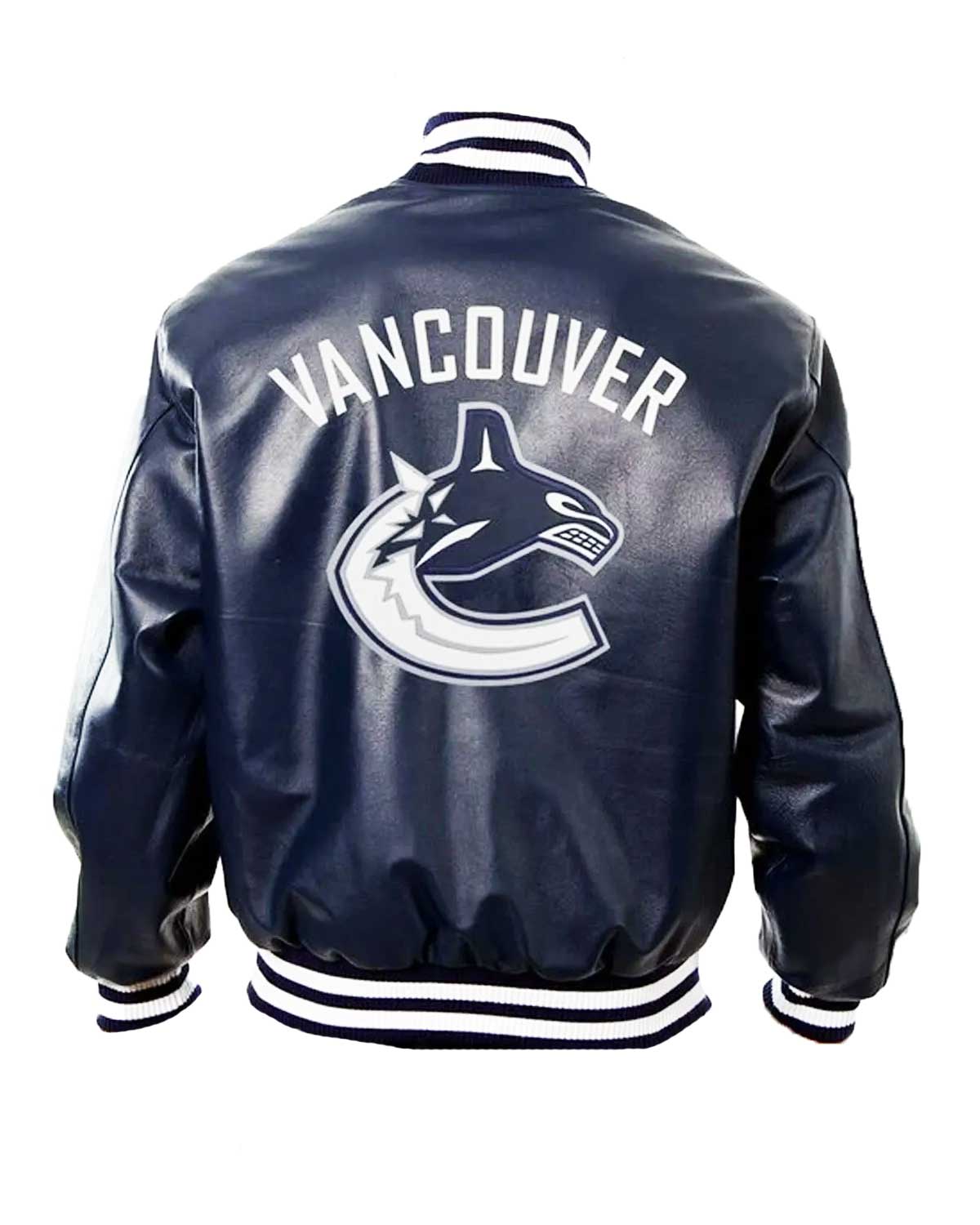 Colorado Avalanche Letterman Navy Blue Leather Jacket