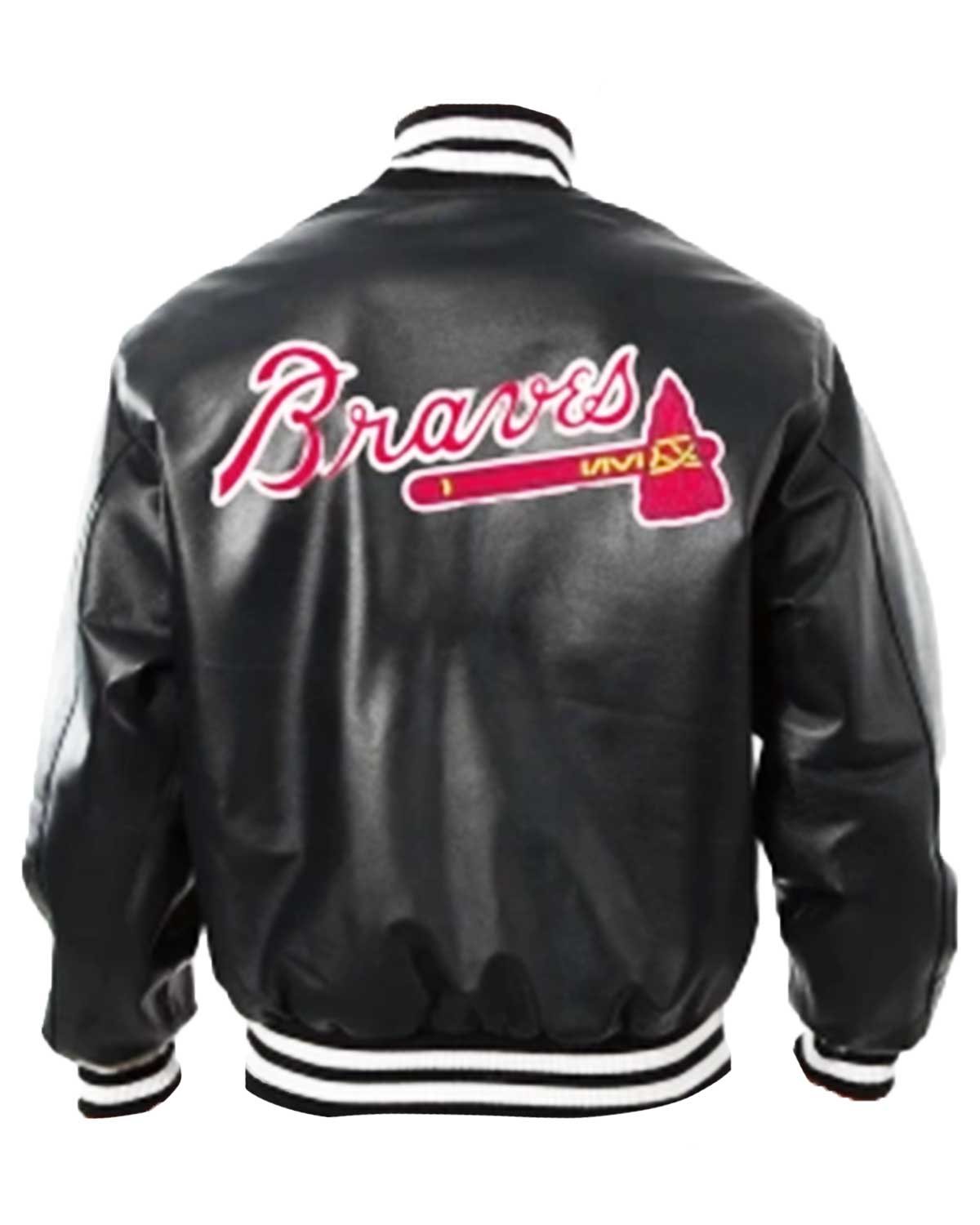 Atlanta Braves Letterman Black/Blue Leather Jacket