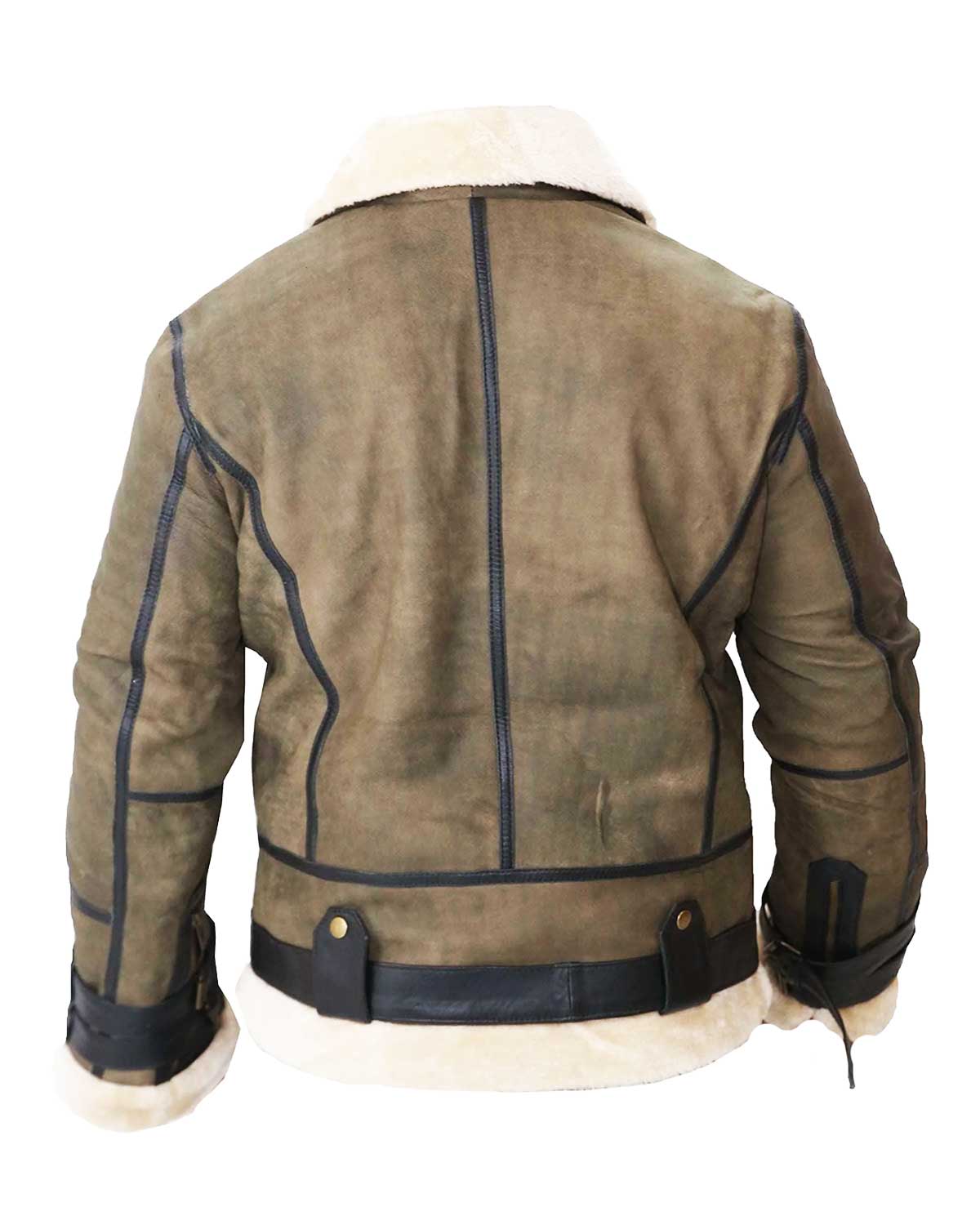 B3 Bomber Men's Real Shearling Green Winter Leather Jacket