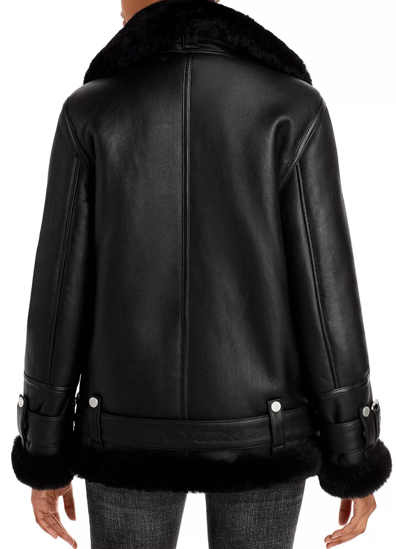 Women's Jet Black Shearling Leather Jacket