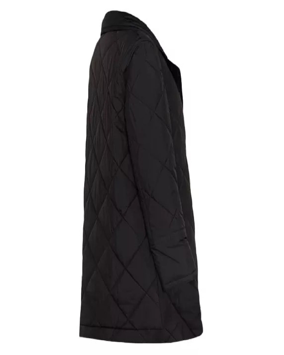 Black Double Breasted Quilted Coat Women's