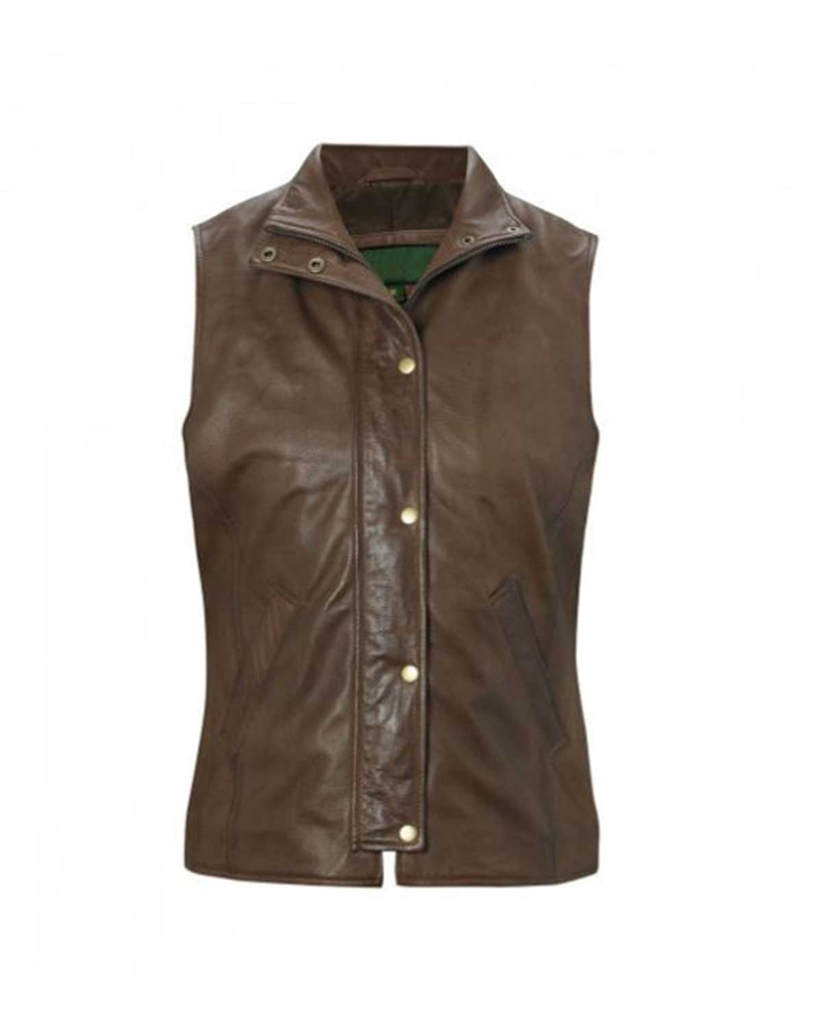 Sibson Women’s Mid-Brown Leather Gilet