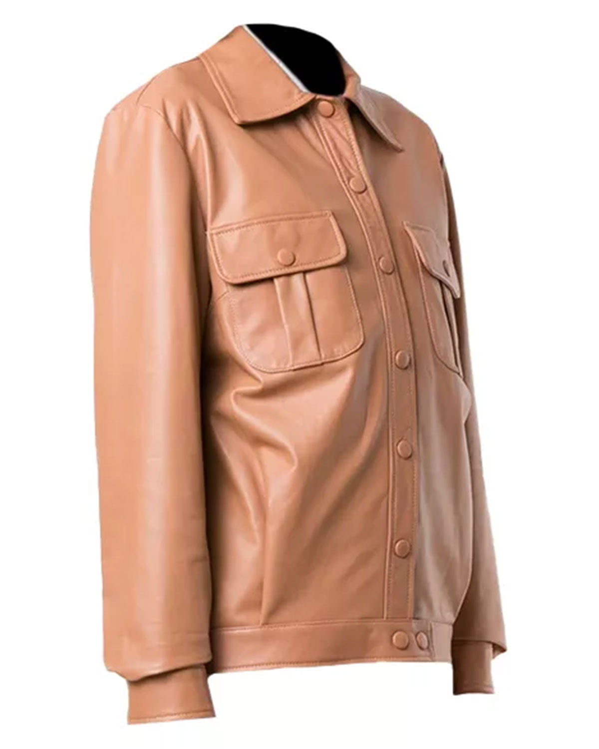Women's Brown Leather Trucker Jacket