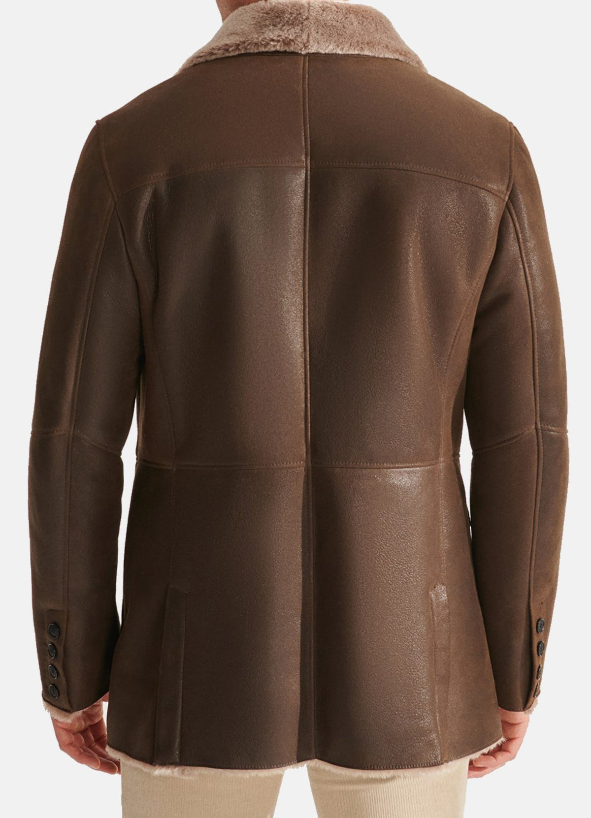 Men's Luxurious Brown Shearling Leather Coat