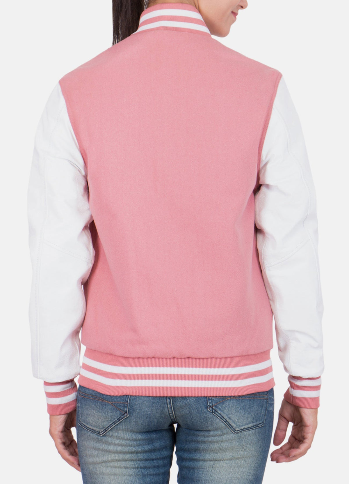 Women's Casual Baby Pink Varsity Jacket