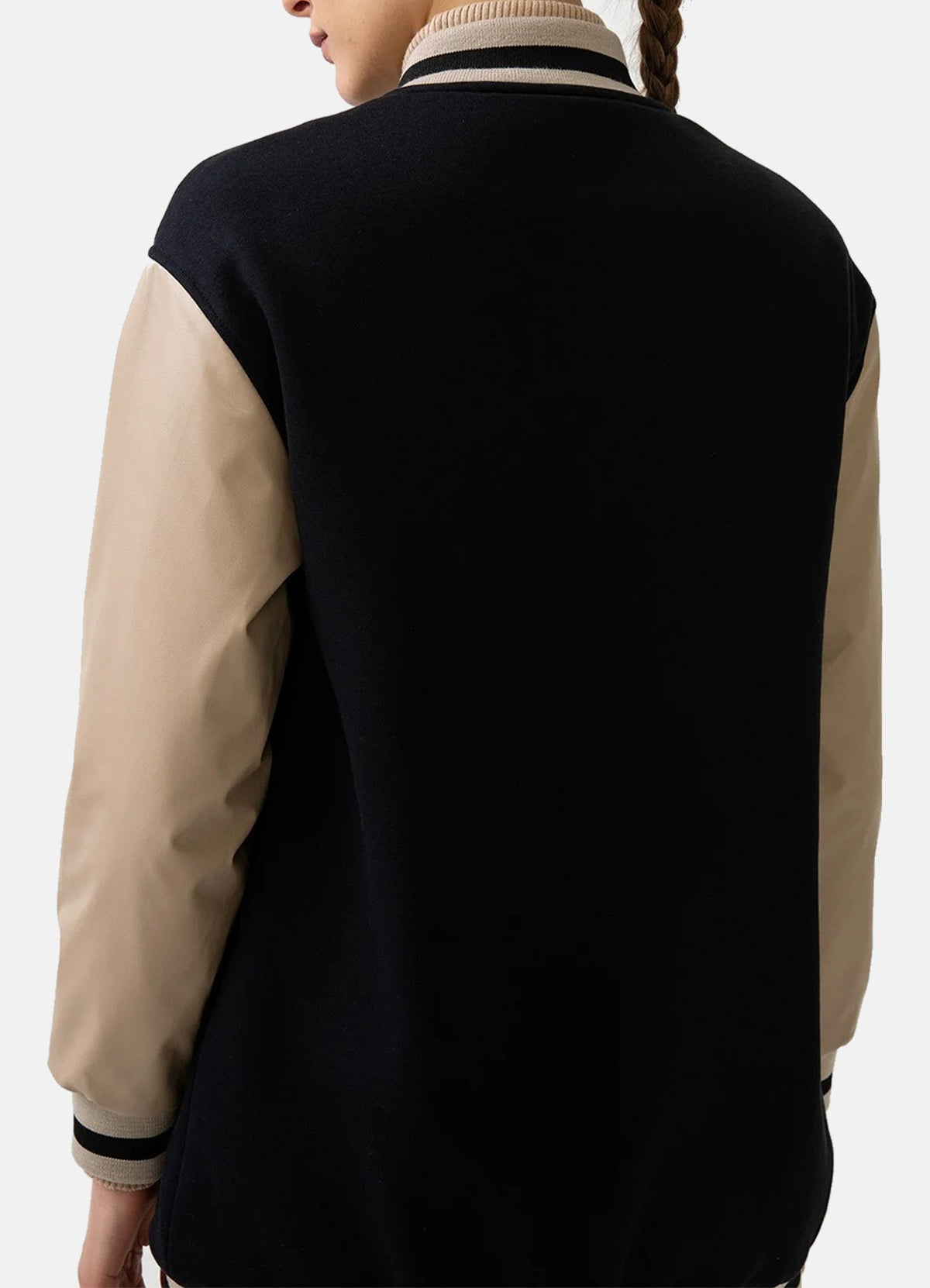 Women's Black and Beige Varsity Jacket