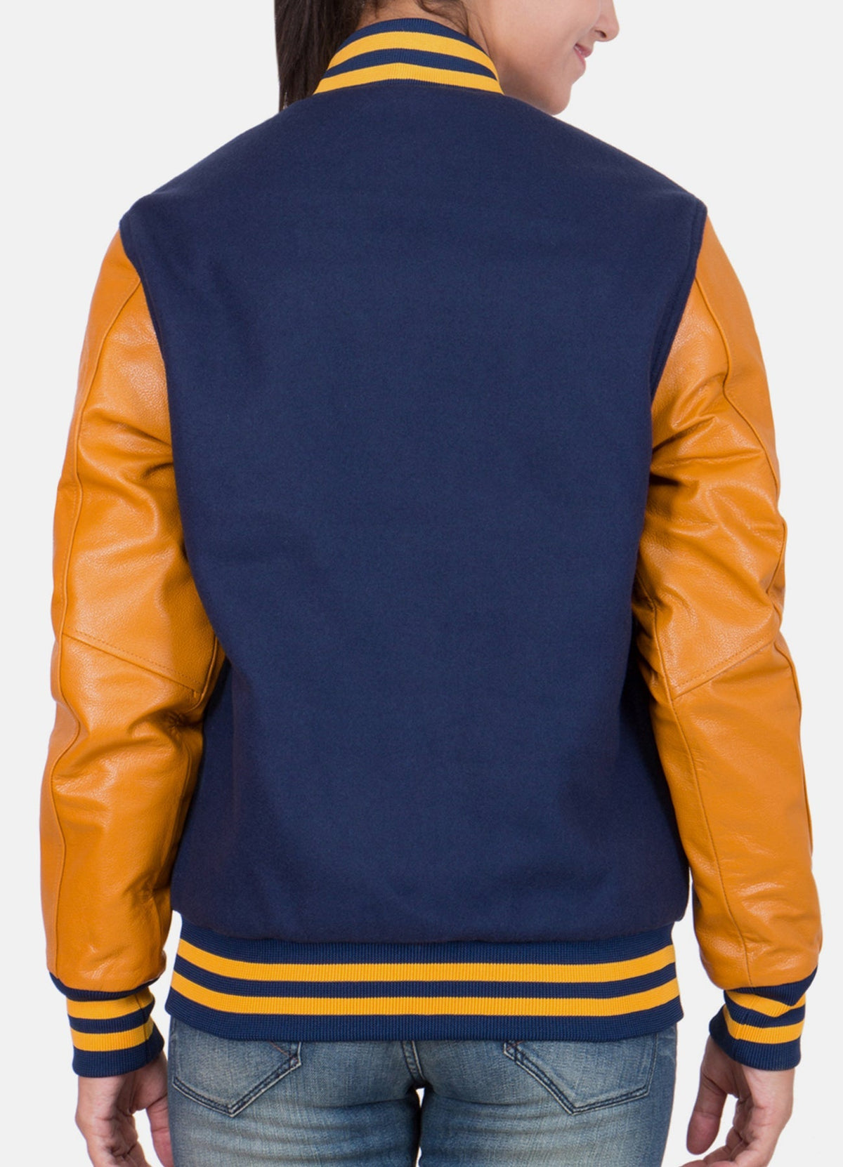 Women's Blue and Yellow Varsity Jacket