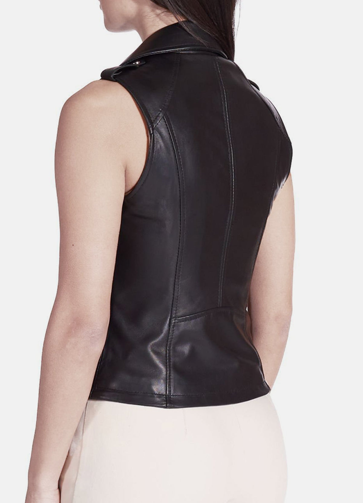 Women's Authentic Black Biker Leather Vest