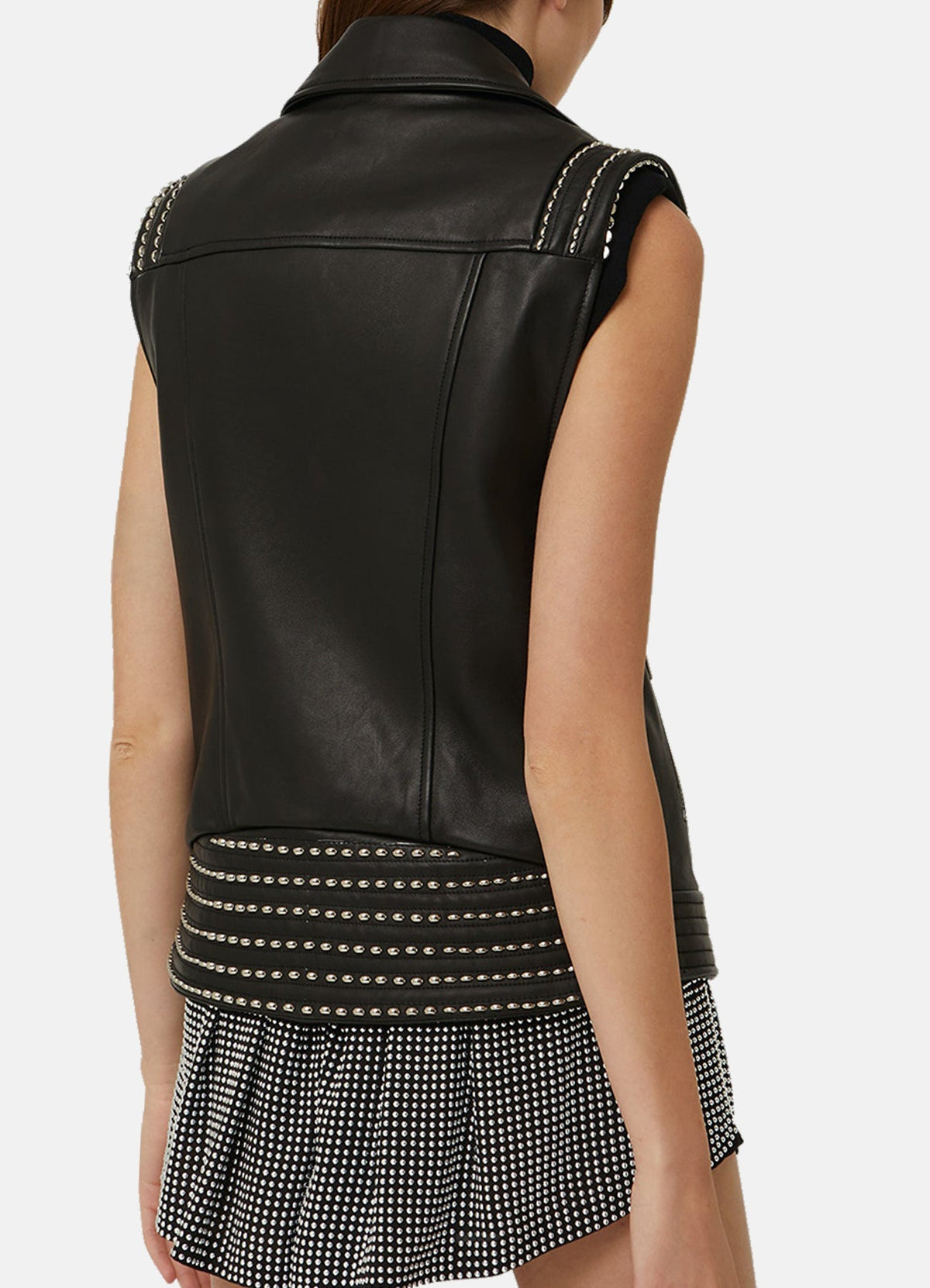 Women's Classic Black Biker Leather Vest