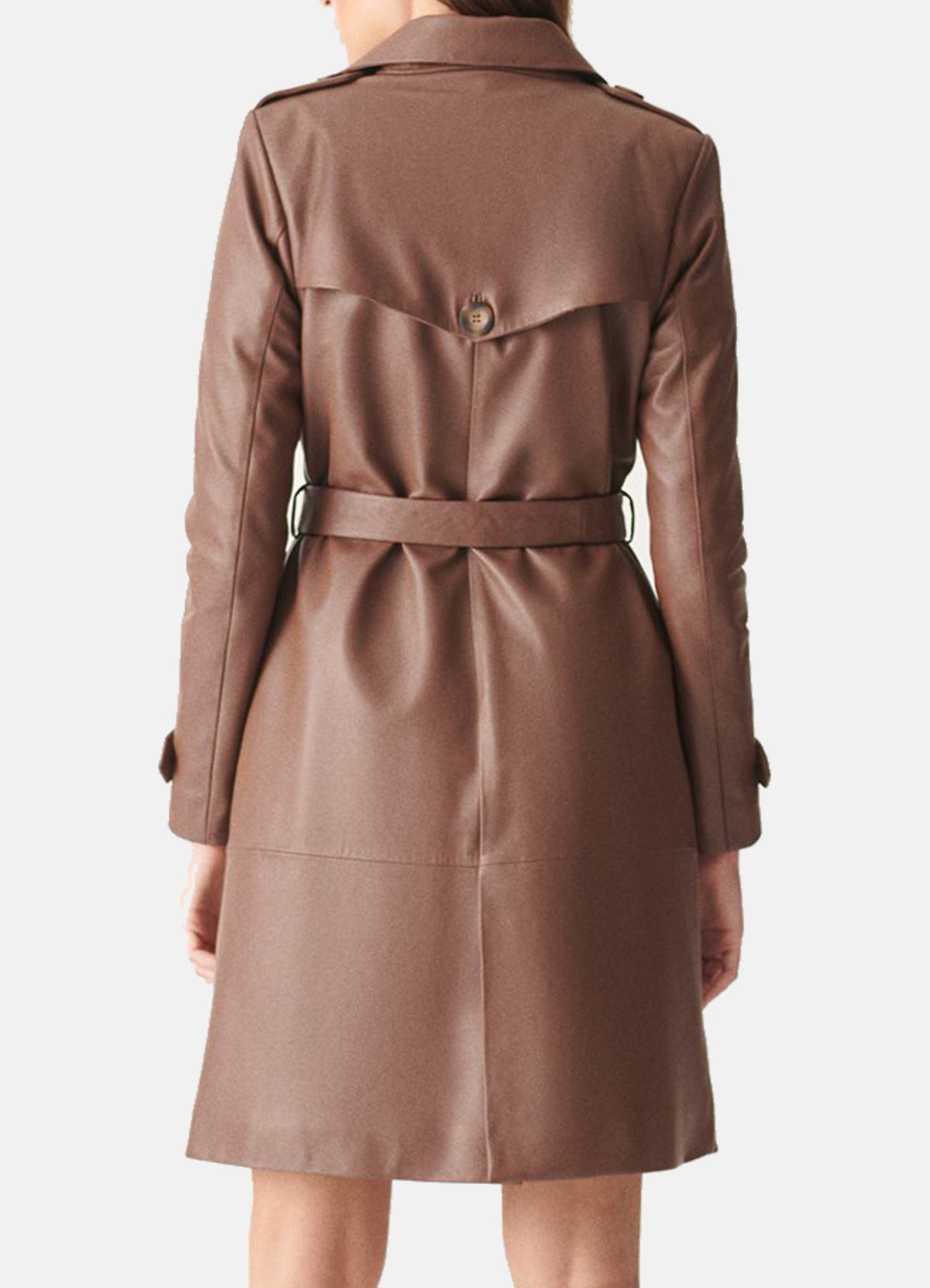 Women's Modern Brown Trench Leather Coat