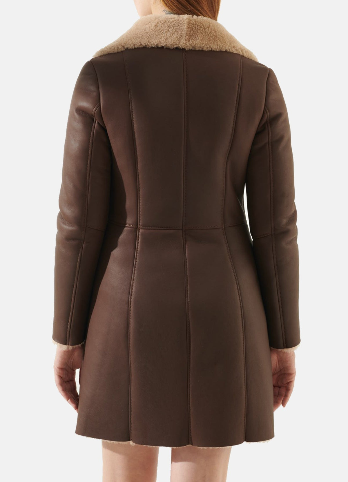 Women's Soft Brown Shearling Leather Coat