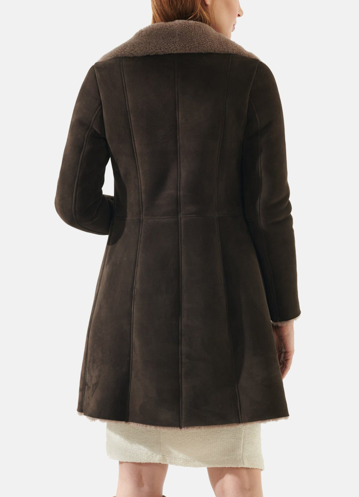 Women's Dark Brown Shearling Leather Coat