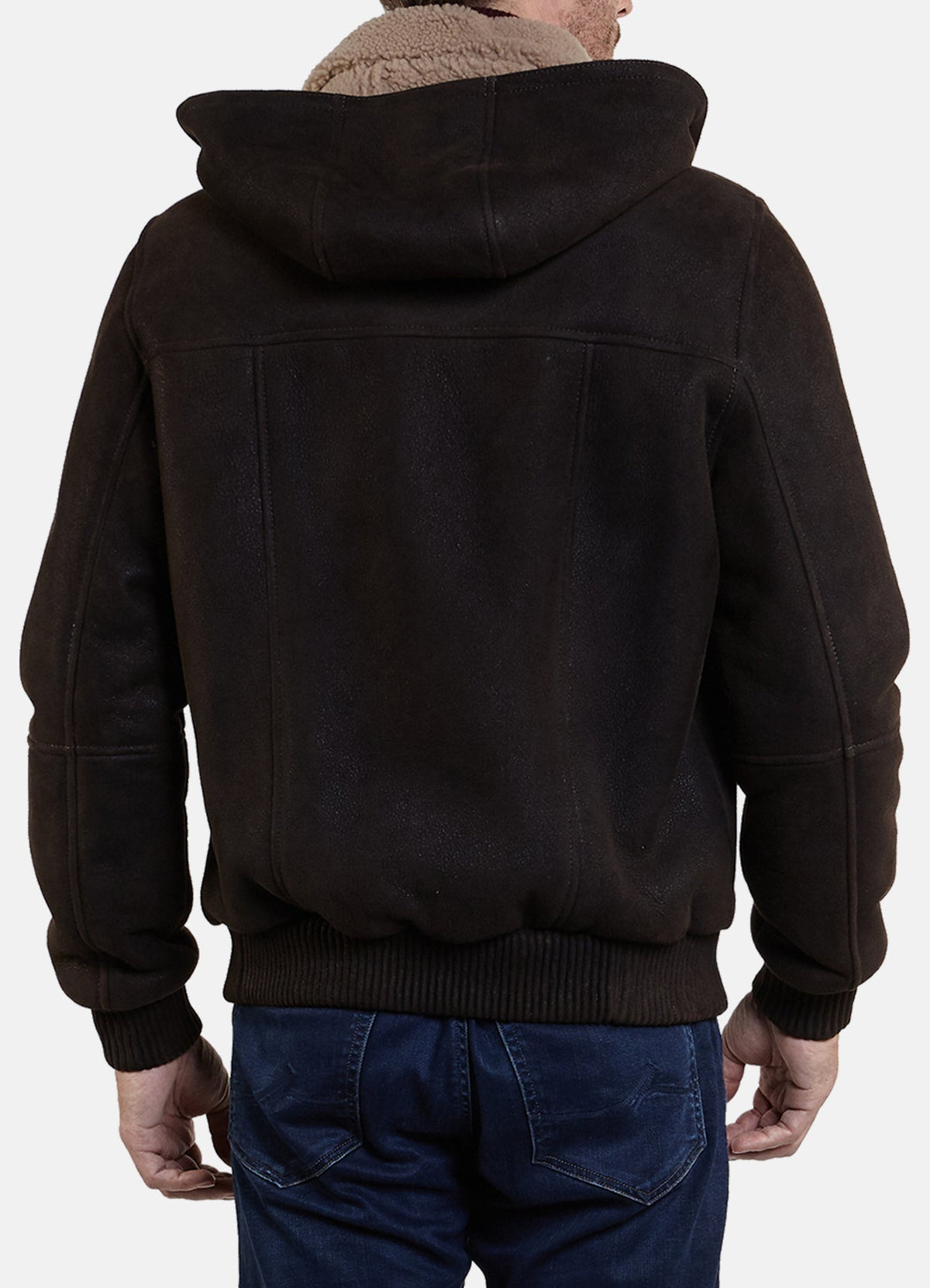Men's Dark Brown Suede Shearling Leather Jacket
