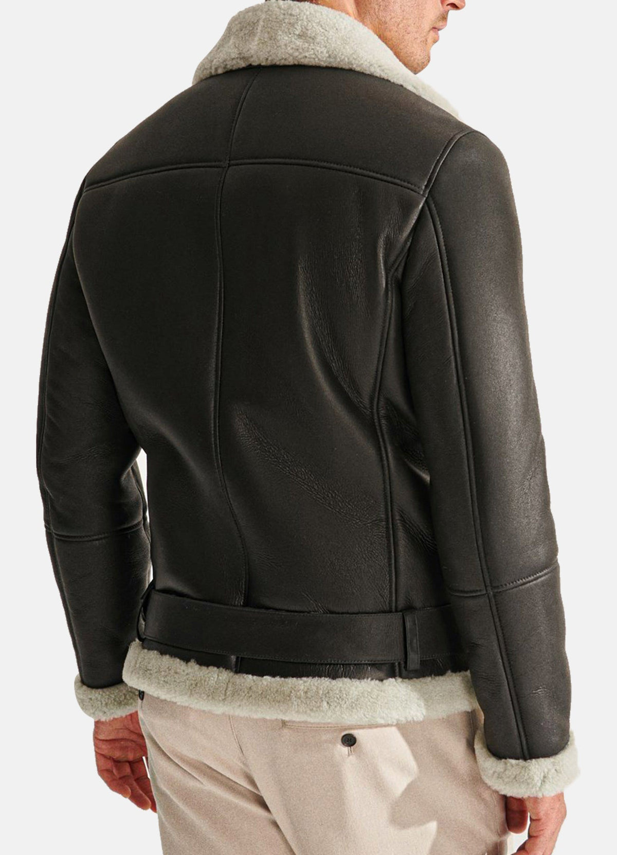 Men's Coal Black Shearling Leather Jacket