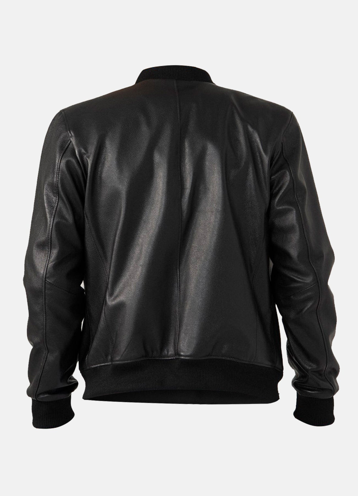 Men's Black Cow Leather Bomber Jacket