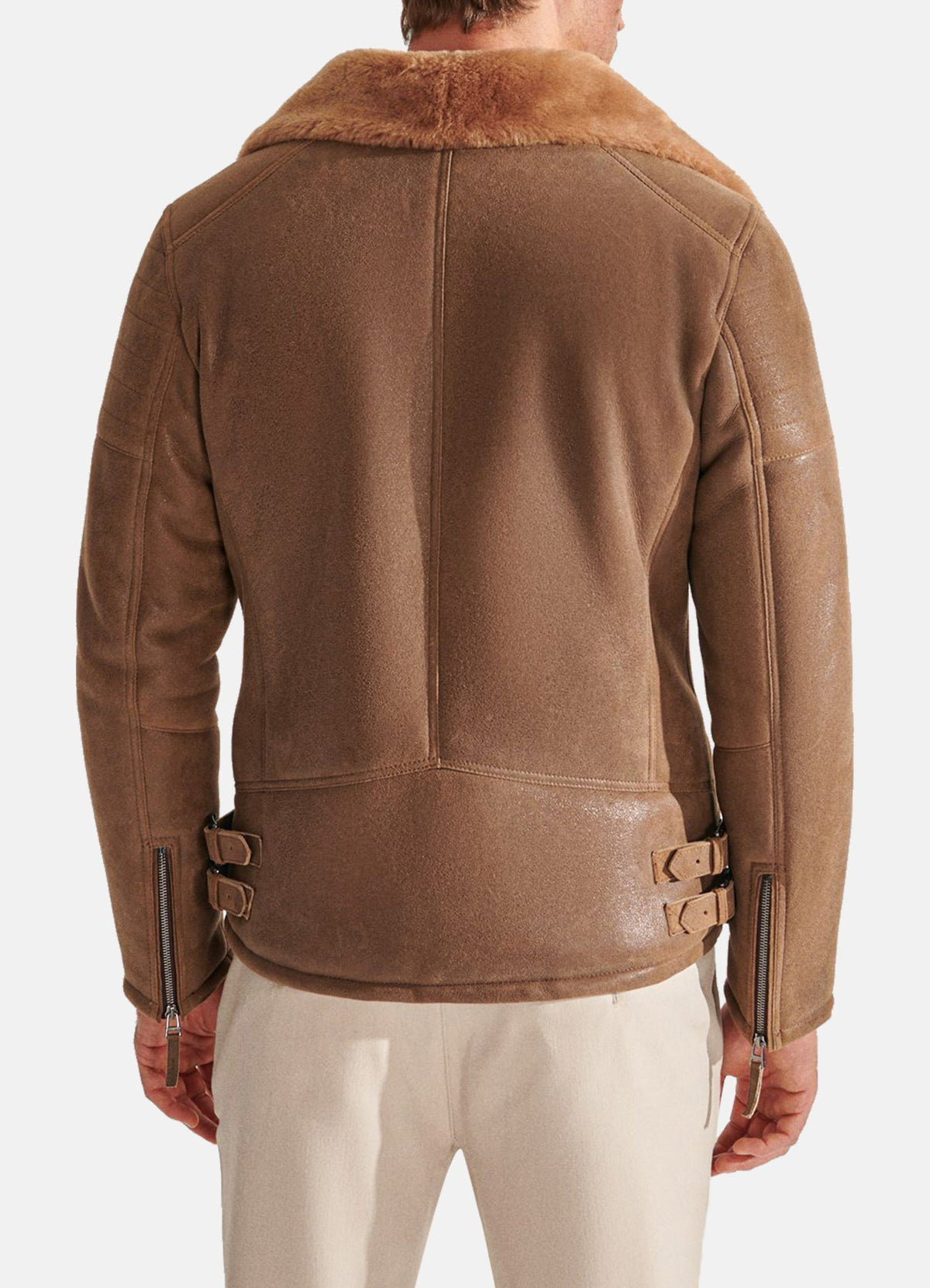 Men's Soft Tan Shearling Leather Jacket