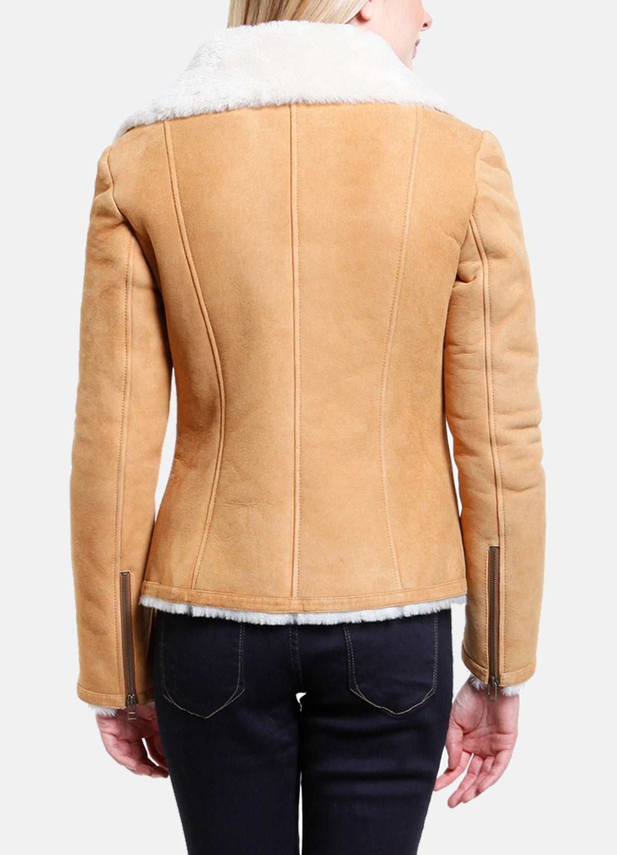 Women's Classic Tan Shearling Leather Jacket