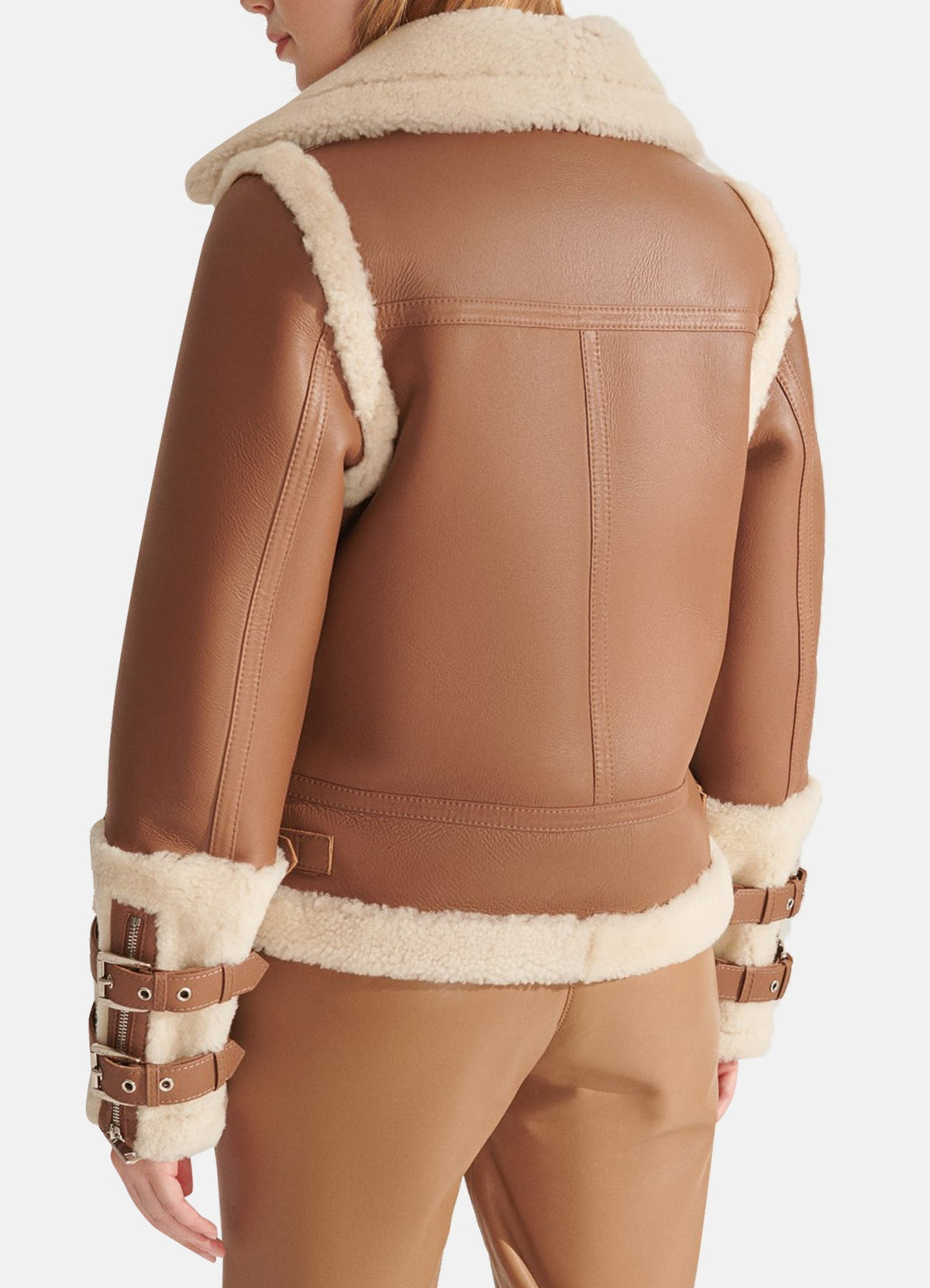 Women's Sports Brown Shearling Leather Jacket