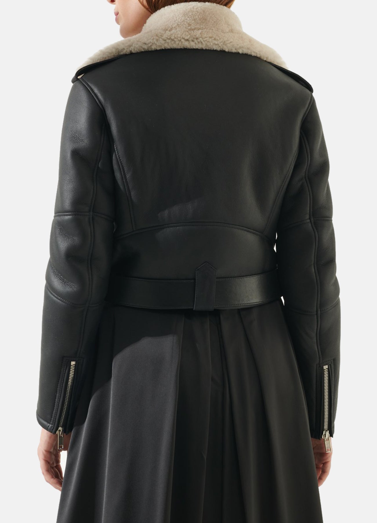 Women's Black Short Length Shearling Leather Jacket